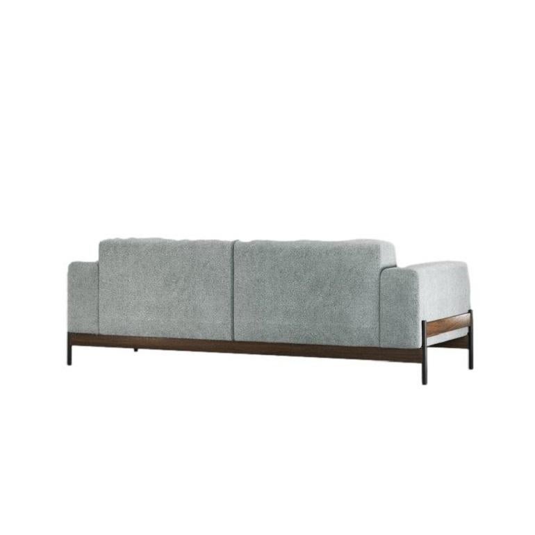 Gepolstertes Sofa mit 2 Sitzen und Eisen- und Holzstruktur. im Angebot 2