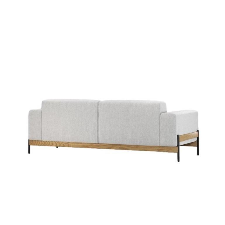 Gepolstertes Sofa mit 2 Sitzen und Eisen- und Holzstruktur. (Portugiesisch) im Angebot