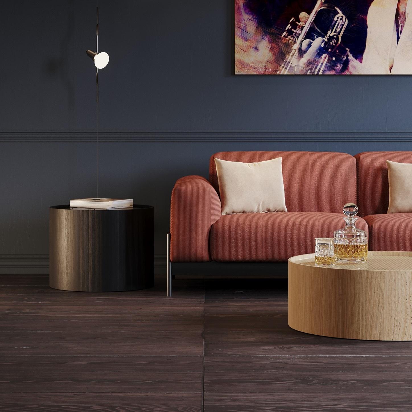 Gepolstertes Sofa mit 3 Sitzen und Eisen- und Holzstruktur. (Stoff) im Angebot
