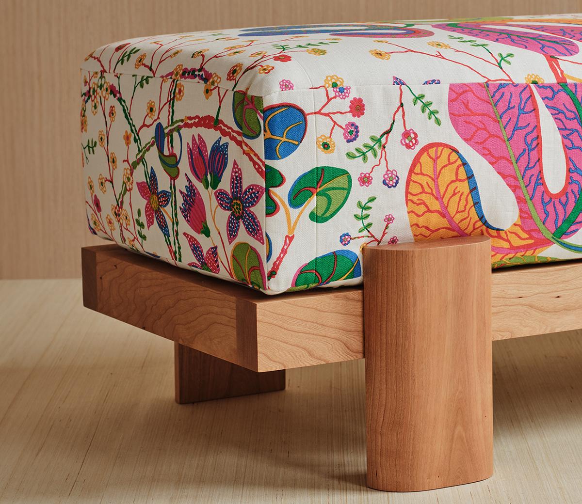 Upholstered 72-inch Cherry Wood Bench by Gregory Beson In New Condition For Sale In Brooklyn, NY