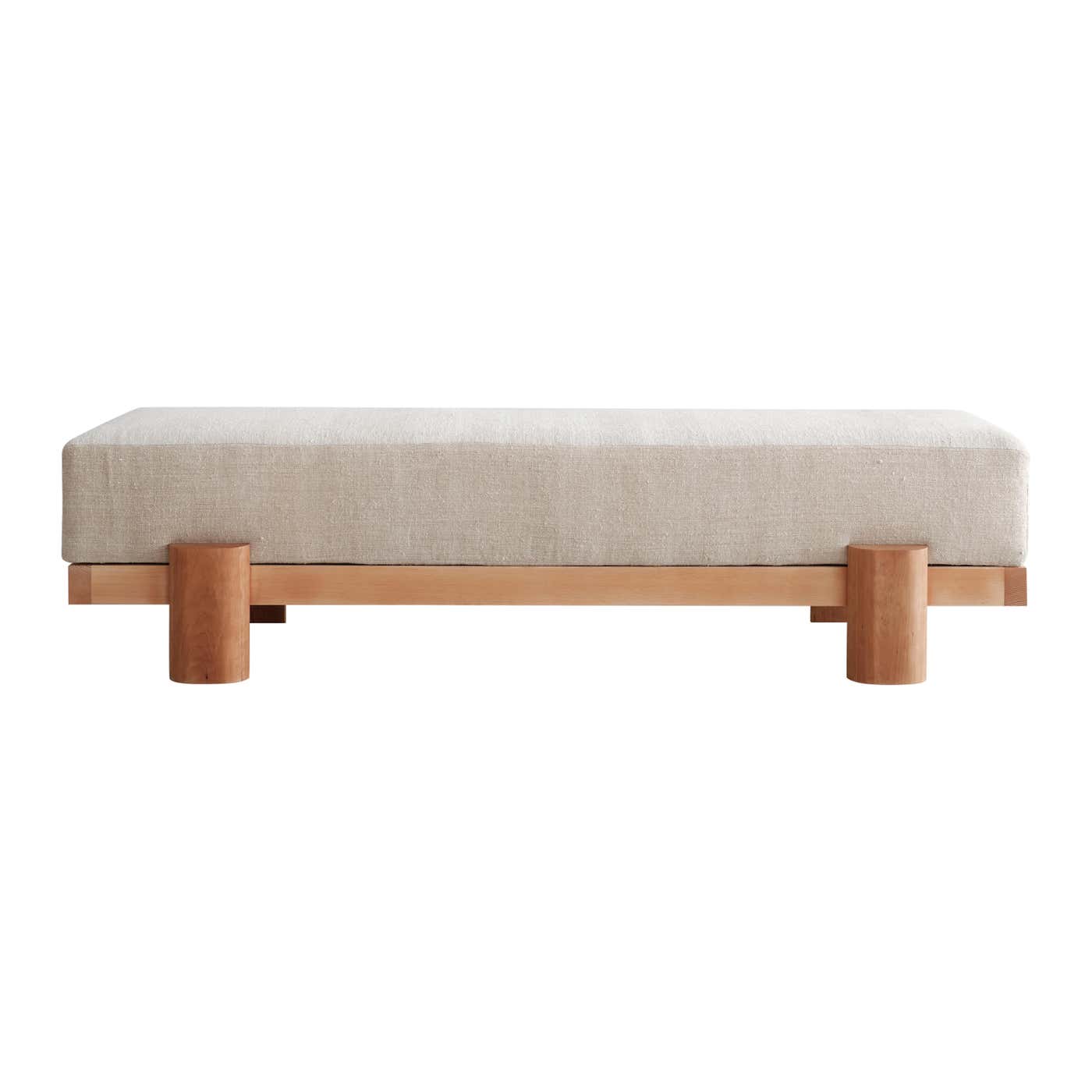 Upholstered 72-inch Cherry Wood Bench by Gregory Beson For Sale at 1stDibs