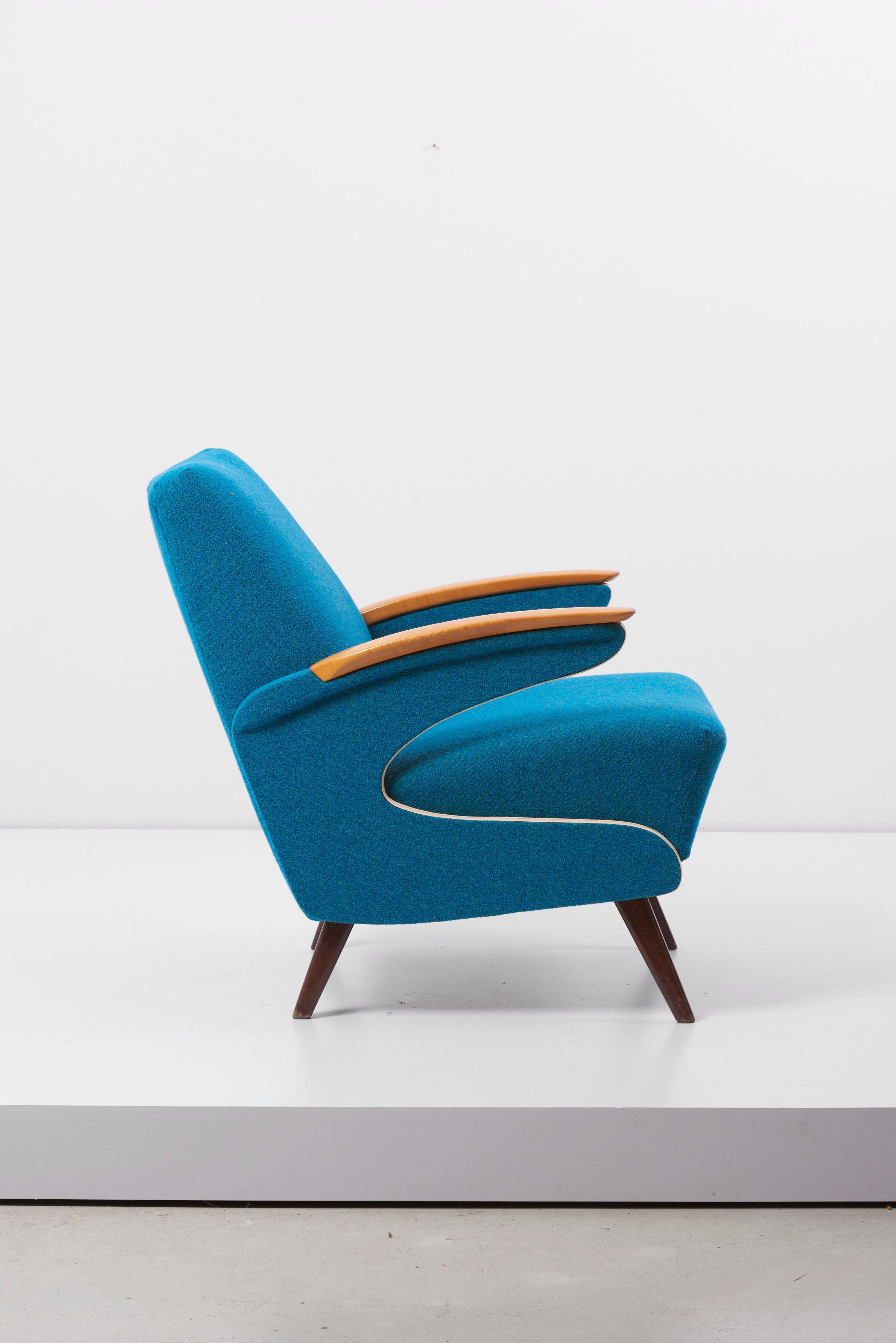 Mid-Century Modern Upholstered Aerodynamic Lounge Chair, 1950s