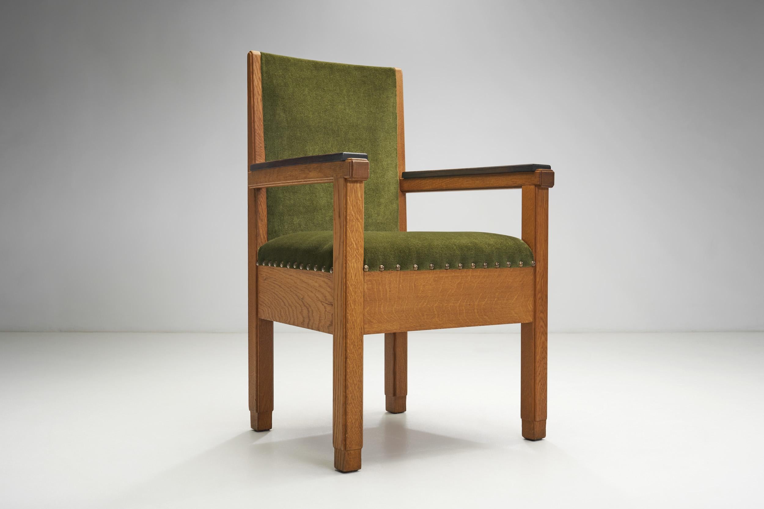 Gepolsterte Amsterdamse School Chairs, Niederlande, frühes 20. Jahrhundert im Angebot 4