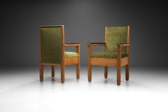 Upholstered Amsterdamse School Chairs, The Netherlands Early 20th Century