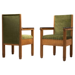 Used Upholstered Amsterdamse School Chairs, The Netherlands Early 20th Century