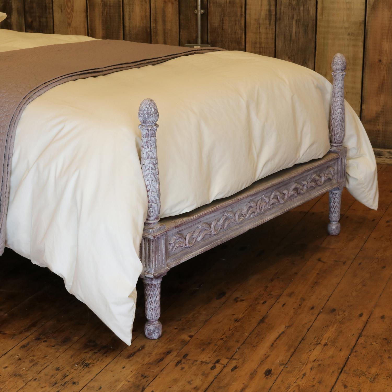 Beech Upholstered Antique Bed with Painted Frame WS14