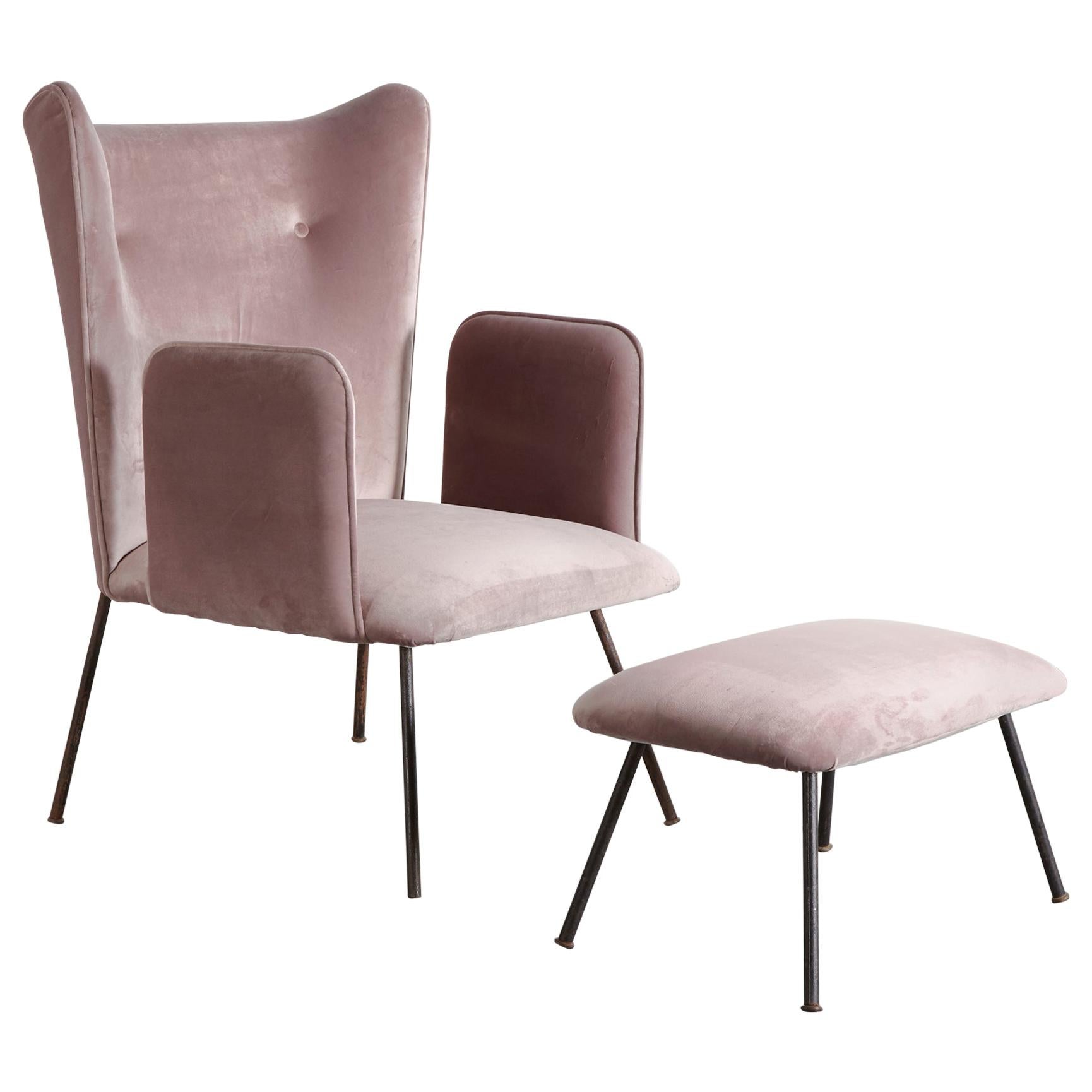 Upholstered Armchair and Ottoman by Martin Eisler