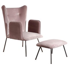 Upholstered Armchair and Ottoman by Martin Eisler