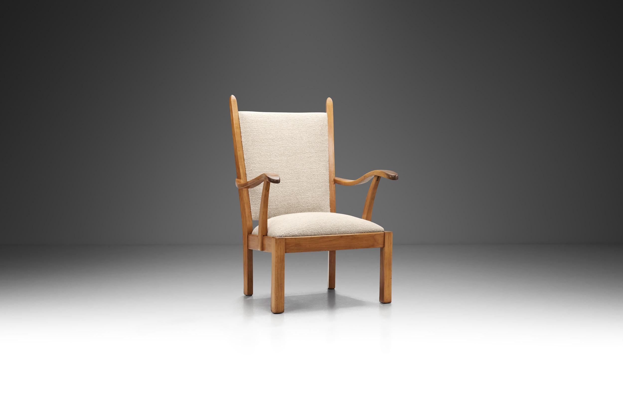 Cet élégant fauteuil du designer néerlandais Bas Van Pelt est un modèle de luxe classique dont le niveau de finition est immédiatement visible à l'œil nu. La construction de ce rare Design/One des années 1940 est simple à la base, mais grâce aux