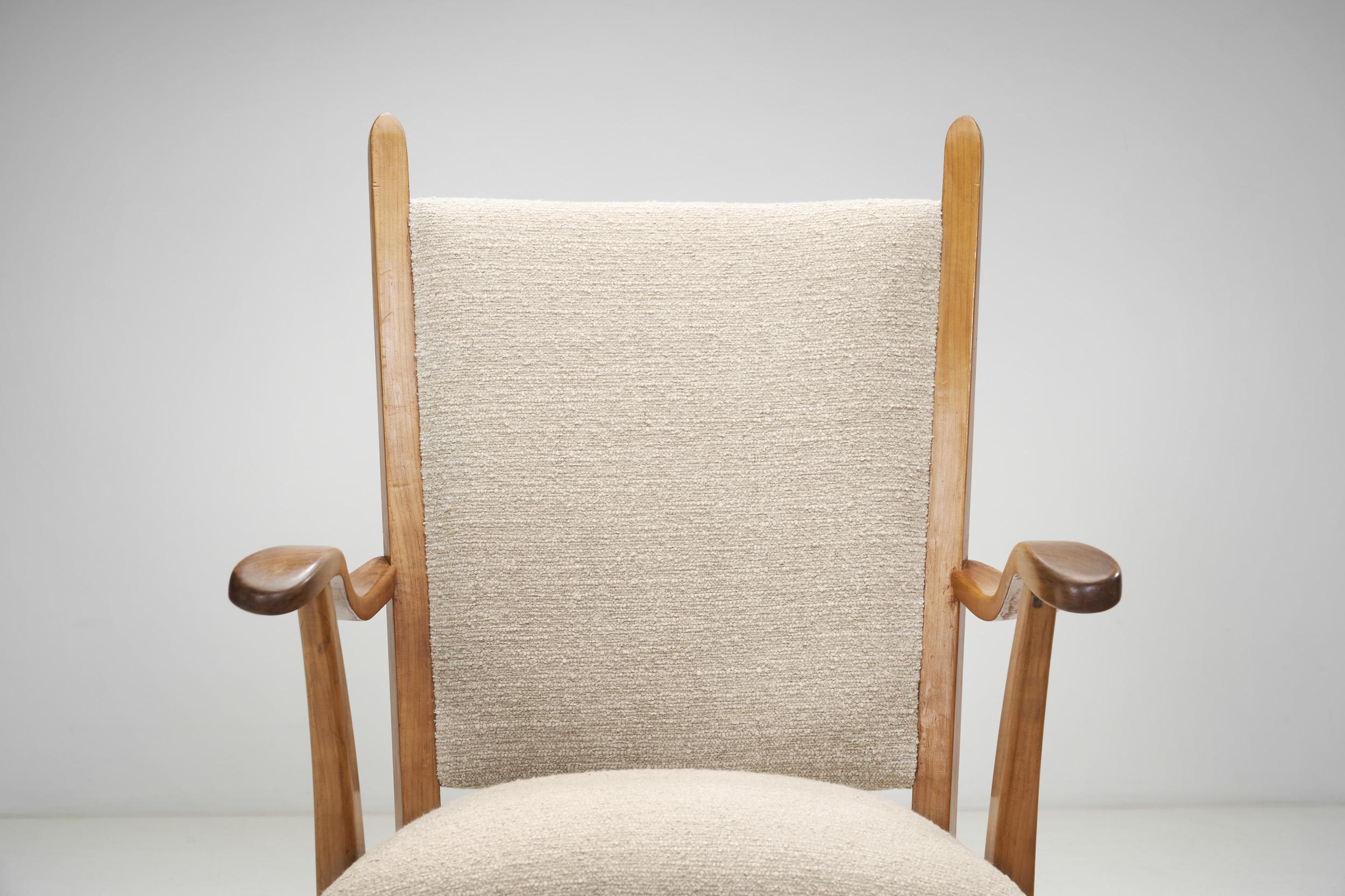 Bois Fauteuil rembourré Bas Van Pelt pour My Home, Pays-Bas, années 1940 en vente