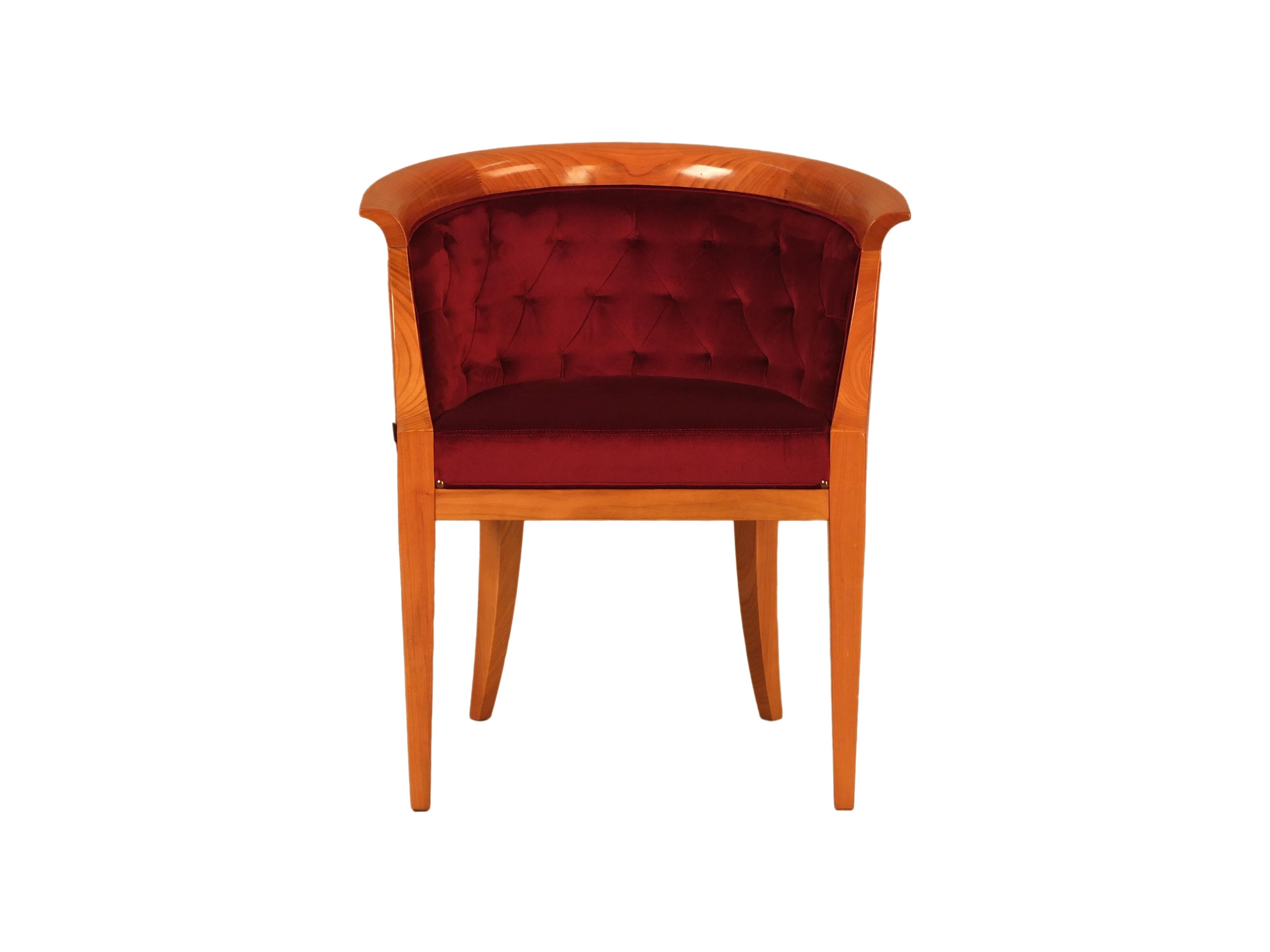 Italian Upholstered Armchair in Biedermeier Style Made of Cherrywood, by Morelato