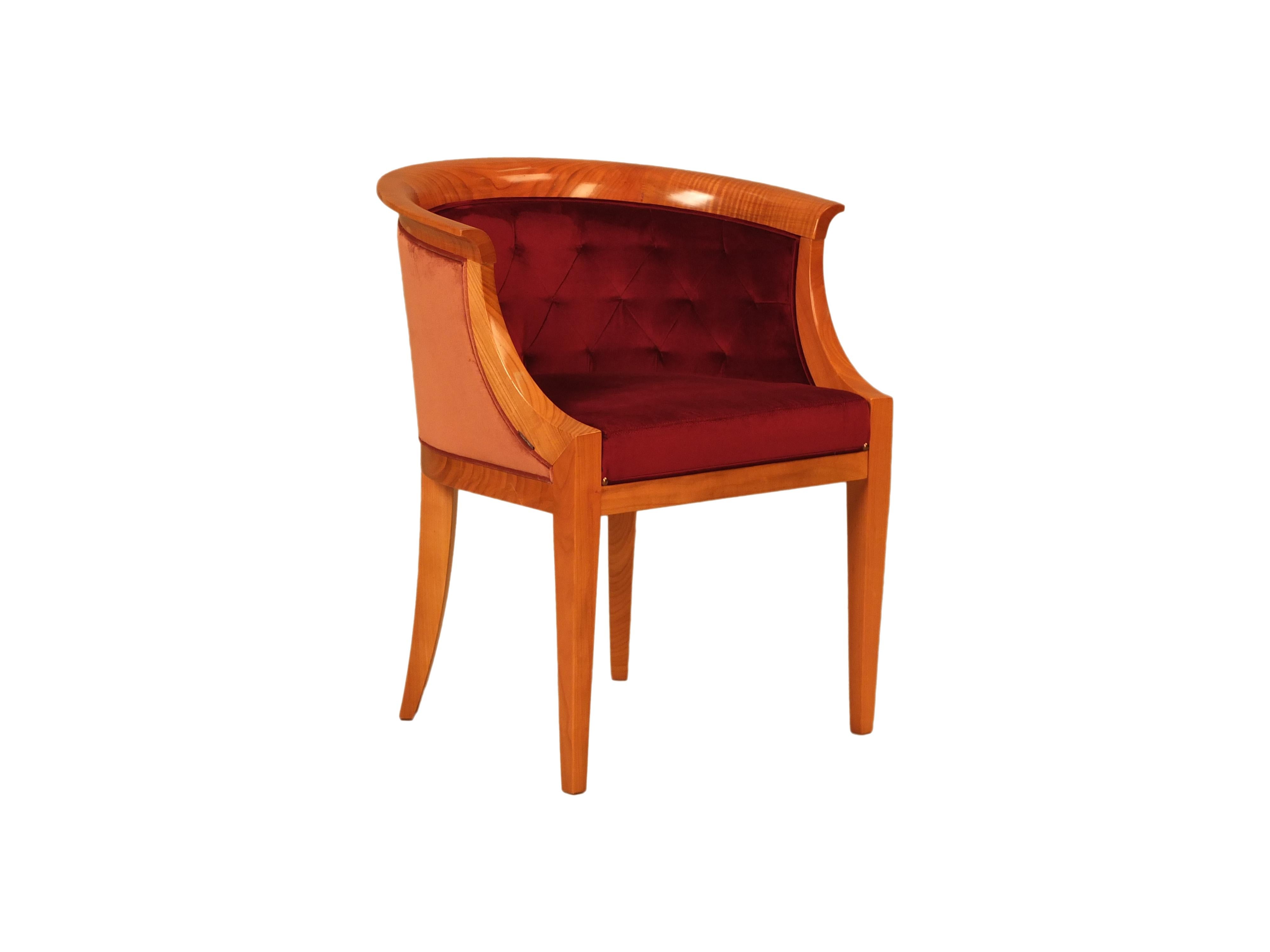 Upholstered Armchair in Biedermeier Style Made of Cherrywood, by Morelato In New Condition In Salizzole, IT