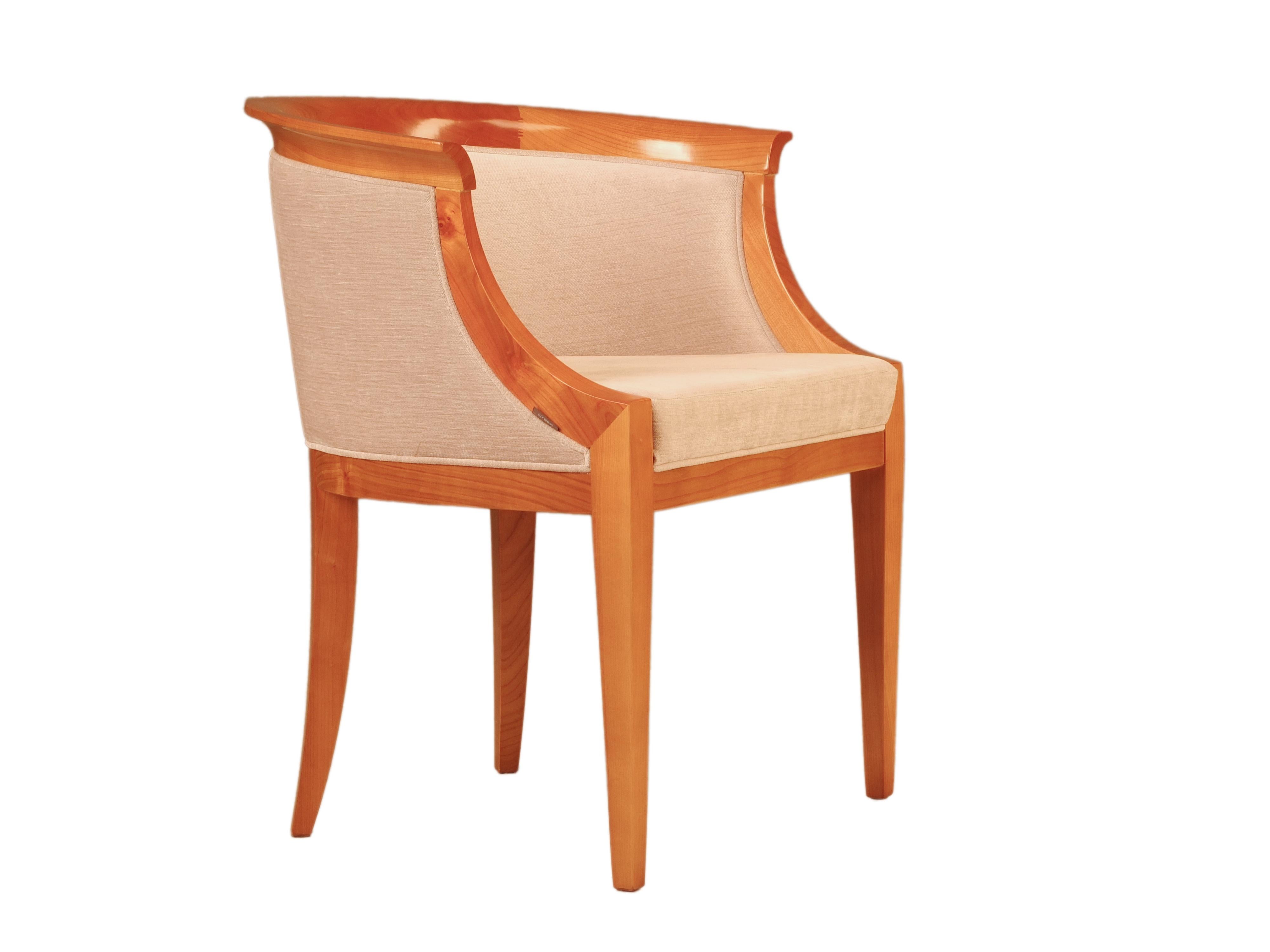 Contemporary Upholstered Armchair in Biedermeier Style Made of Cherrywood, by Morelato