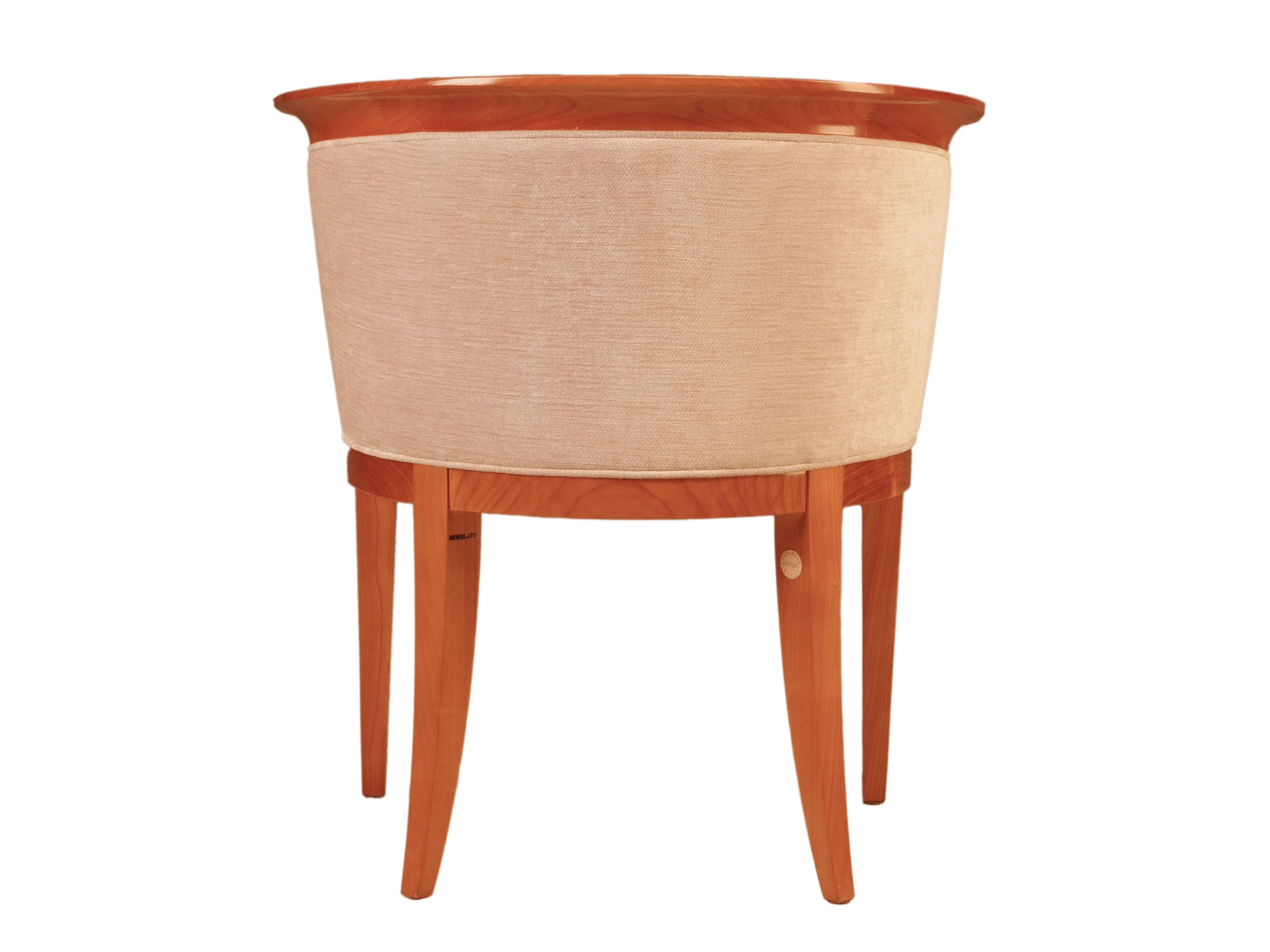 Gepolsterter Sessel im Biedermeier-Stil aus Kirschbaumholz, von Morelato (Leder)