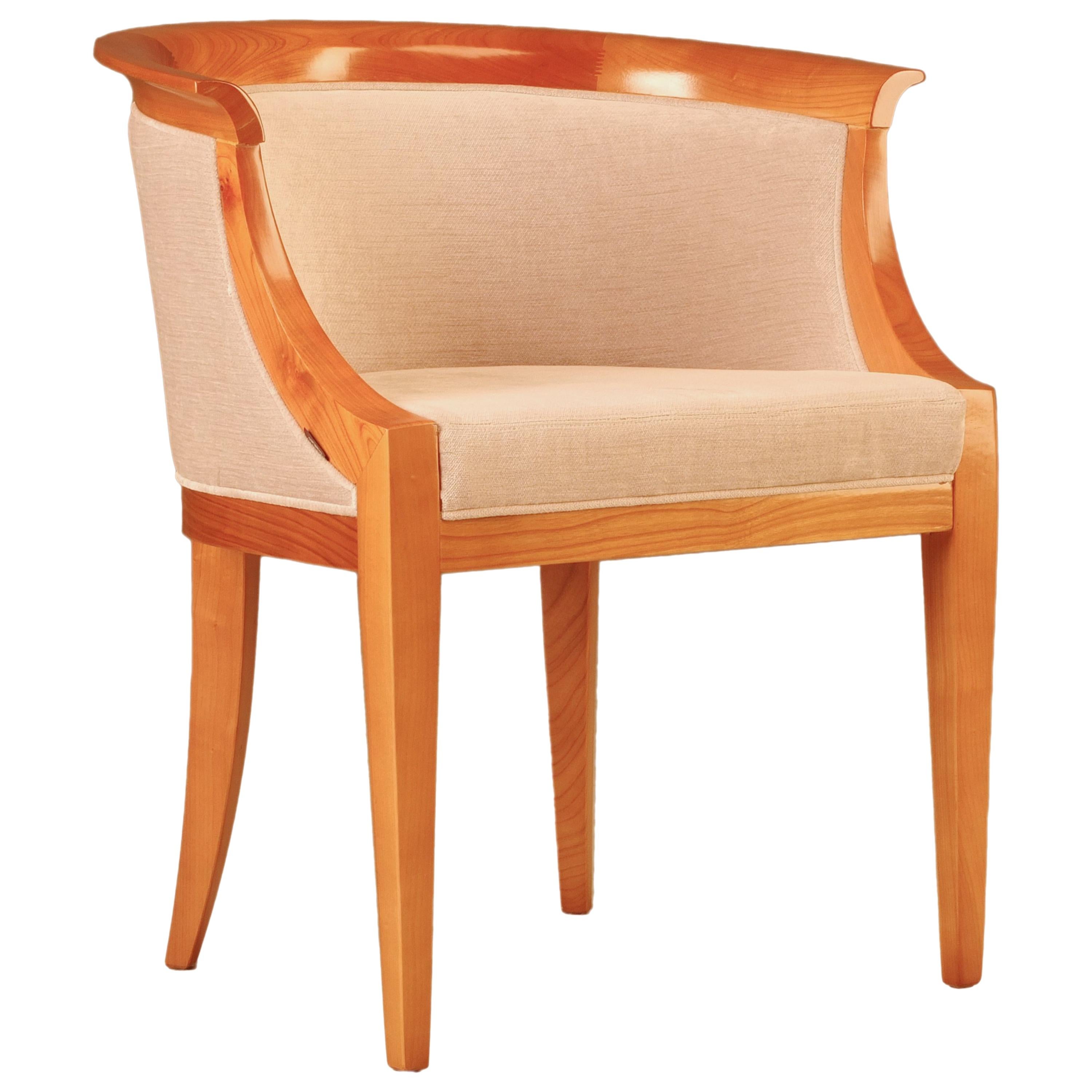 Upholstered Armchair in Biedermeier Style Made of Cherrywood, by Morelato