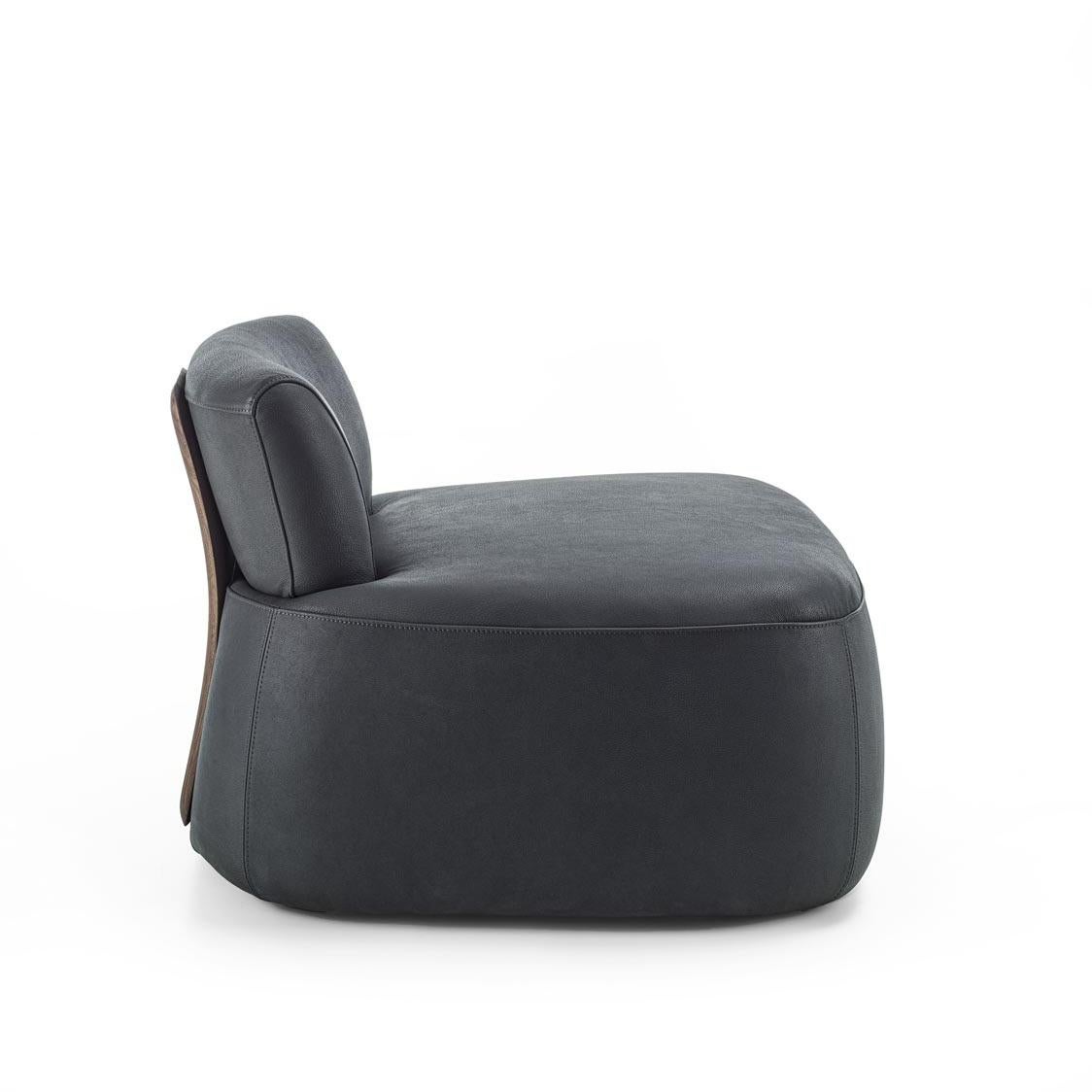 Upholstered Armchair with a Distinctive Solid Wood Backrest In New Condition For Sale In NEW YORK, NY