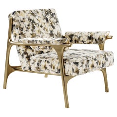 Upholstered Armchair with Bronze-Patina Brass Details by R&Y Augousti