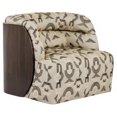 Upholstered Armchair with Ebony Wood Frame and Wraparound Back By José Castro