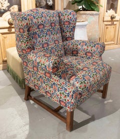 Upholstered Armchair with Floral Pomegranate Fabric
