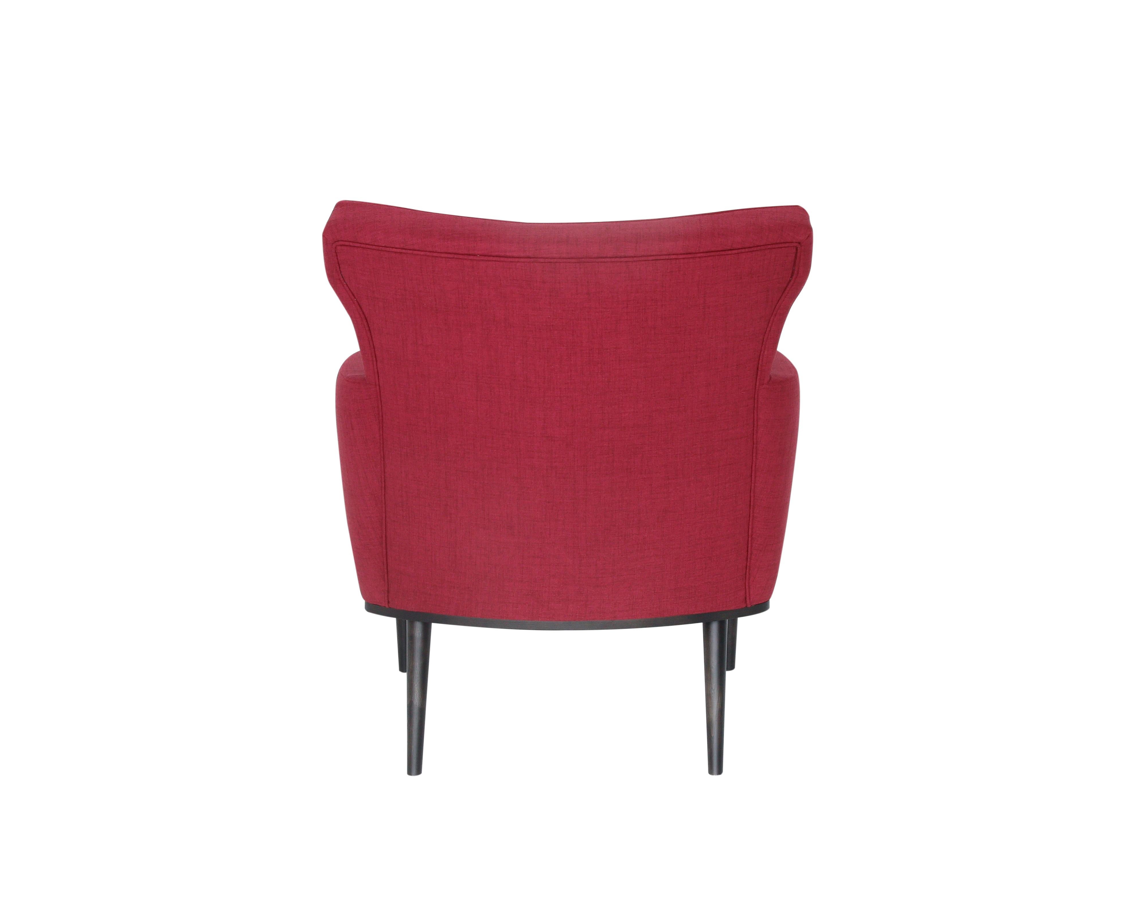 Stained Upholstered armchair with stitching detail backrest For Sale