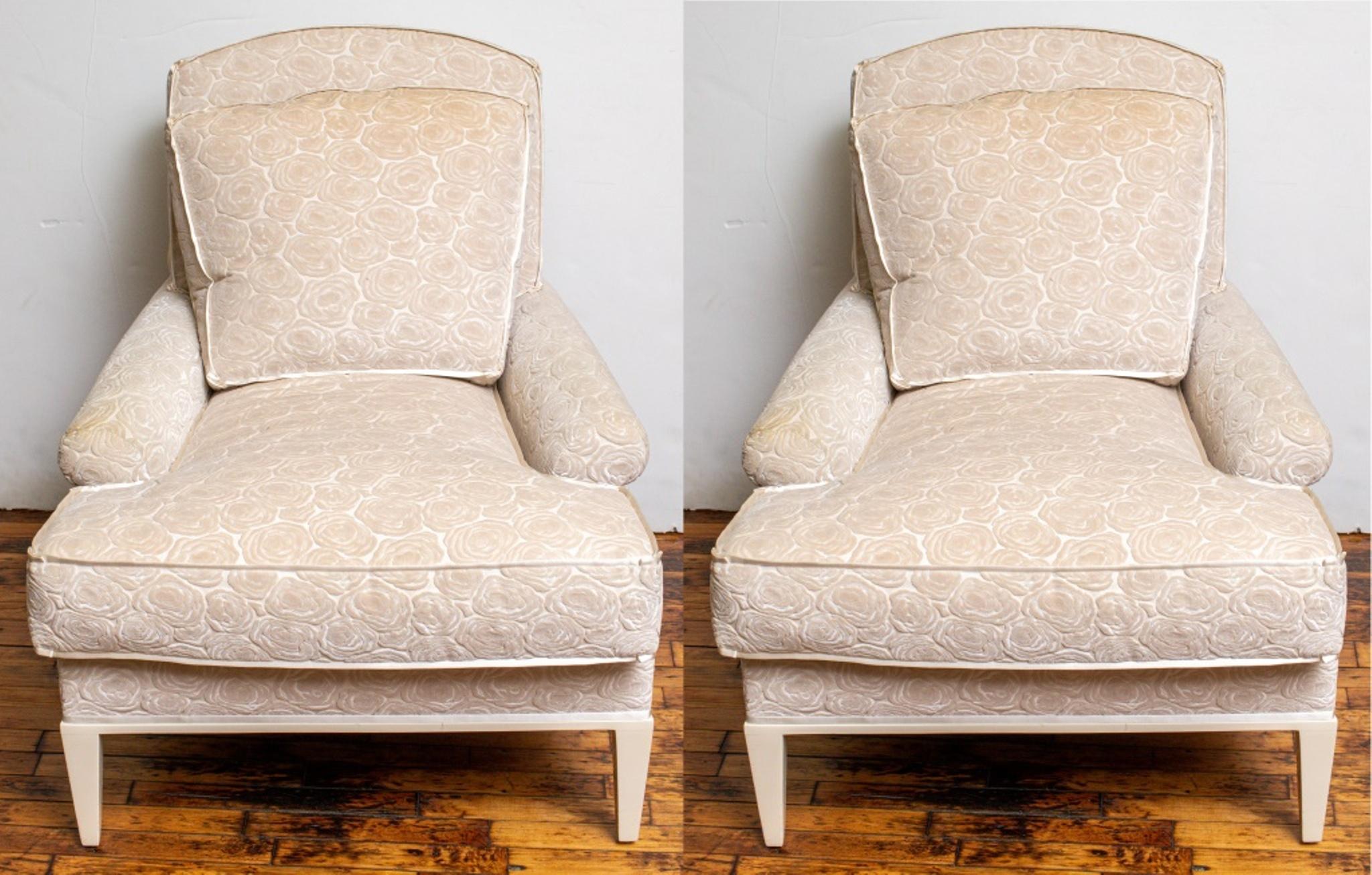 Upholstered Armchairs with Matching Ottomans, Pr In Good Condition In New York, NY