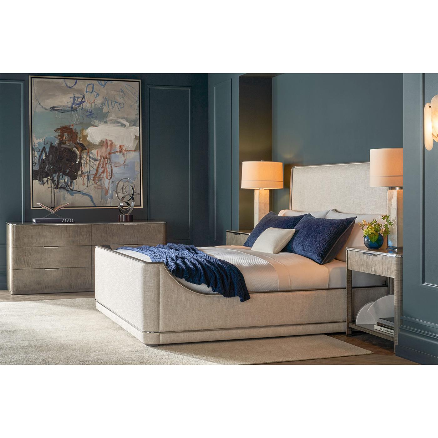 Upholstered Art Deco Bed - Queen In New Condition For Sale In Westwood, NJ