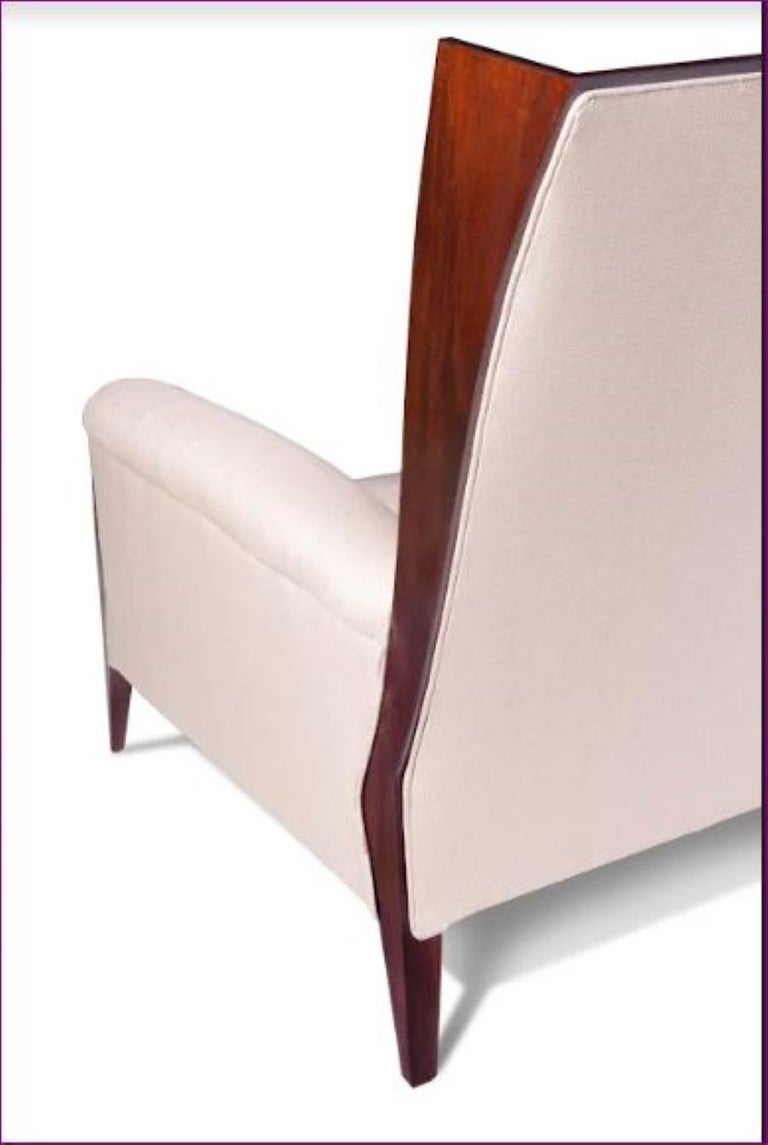 Upholstered Art Deco Inspired Wing Chair For Sale at 1stDibs