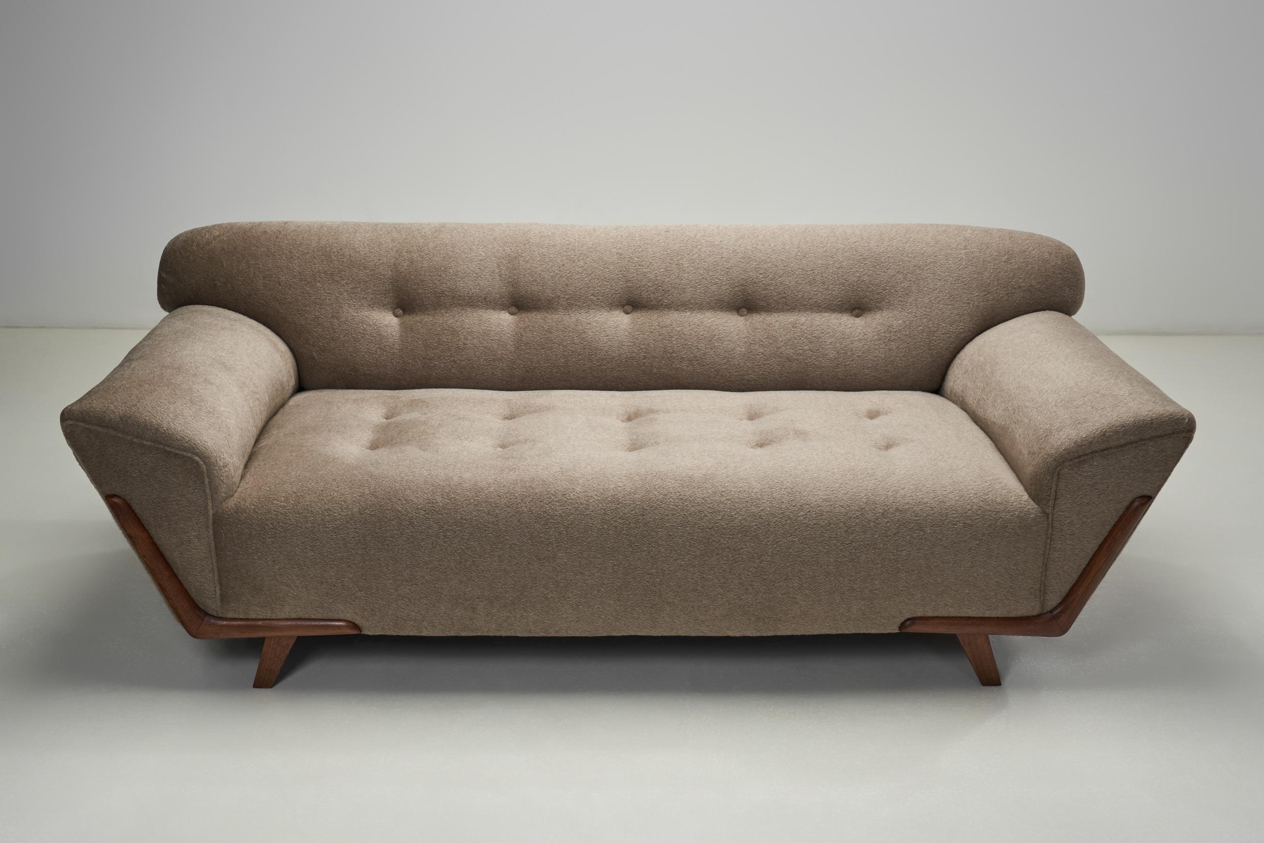 Fabric Upholstered Art Deco Three-Seater Sofa, The Netherlands ca 1920s For Sale