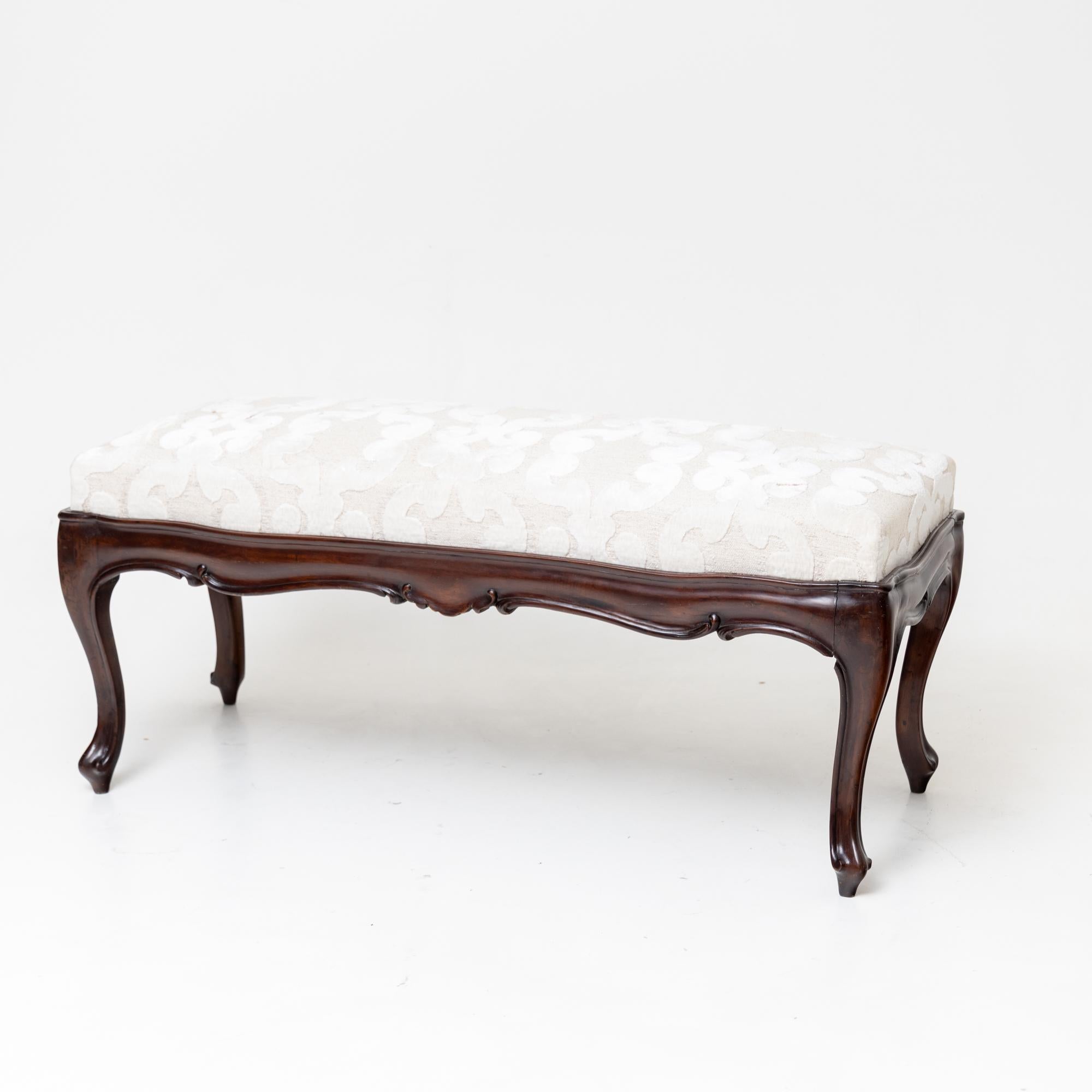 Fabric Upholstered Baroque-style Bench, 19th Century