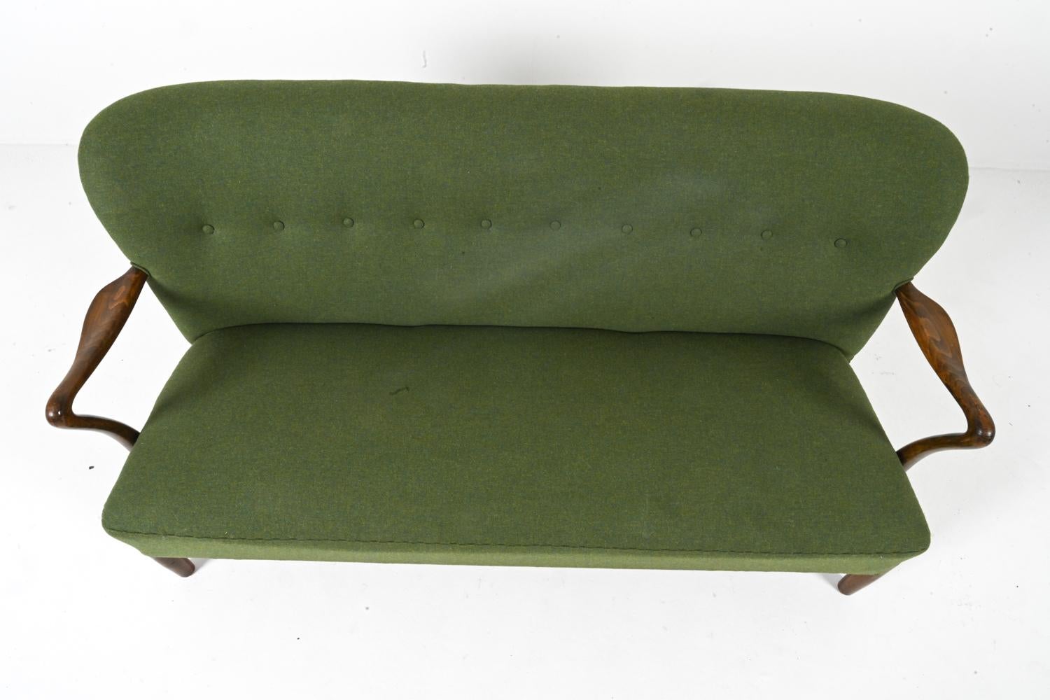 Upholstered Beech Three-Seat Sofa by Alfred Christensen, Denmark 1950's For Sale 5