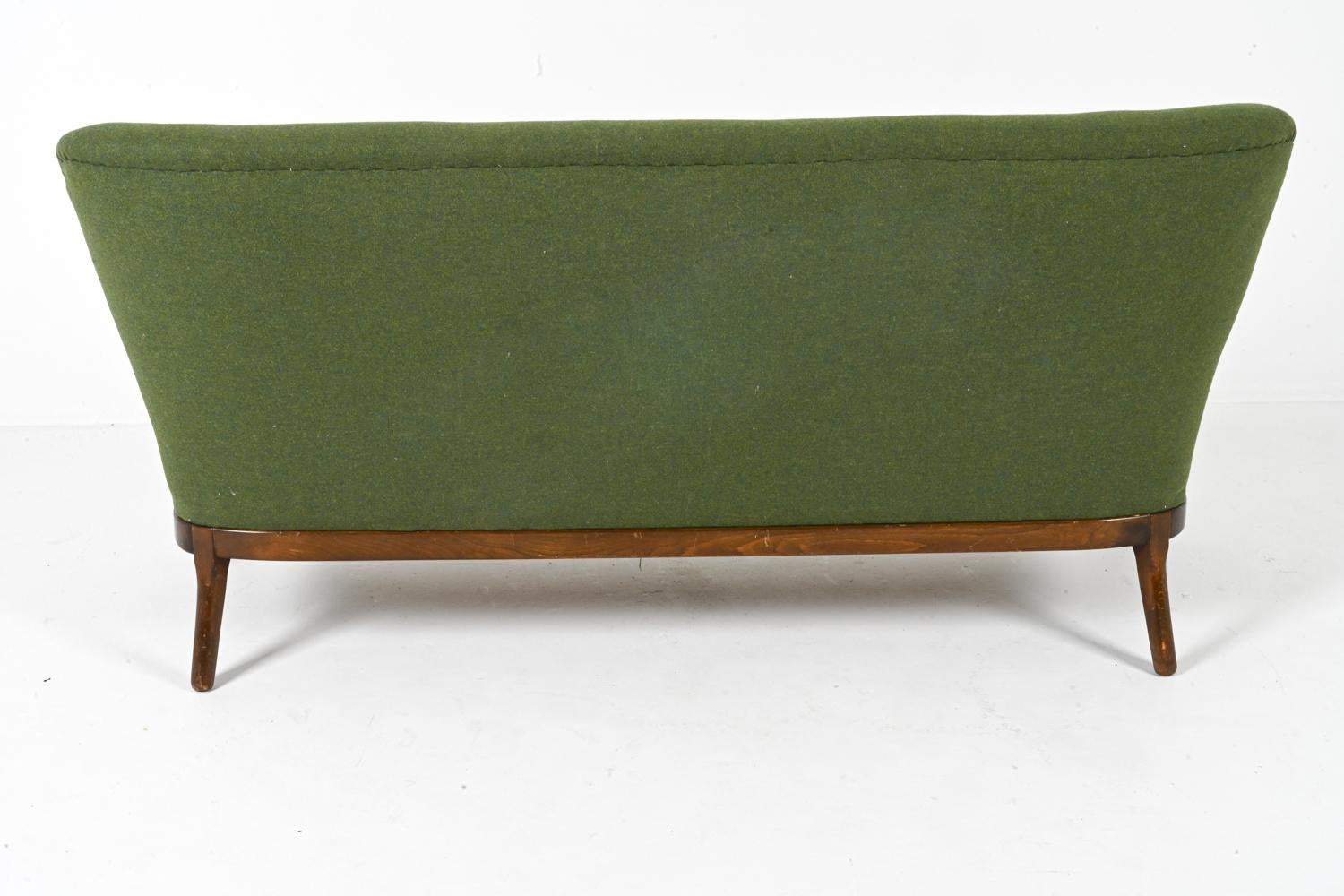 Fabric Upholstered Beech Three-Seat Sofa by Alfred Christensen, Denmark 1950's For Sale