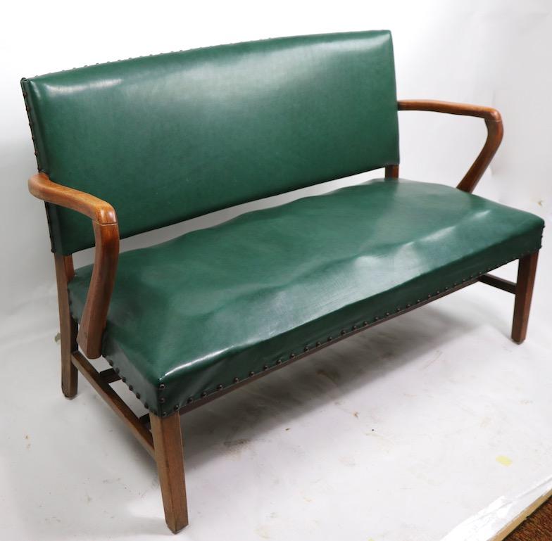 American Upholstered Bench Attributed to Gunlocke