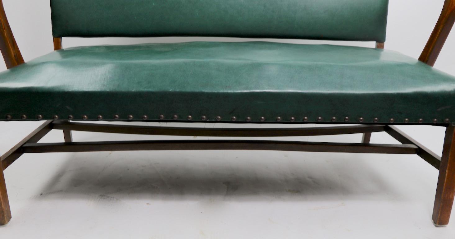 Upholstered Bench Attributed to Gunlocke In Fair Condition In New York, NY