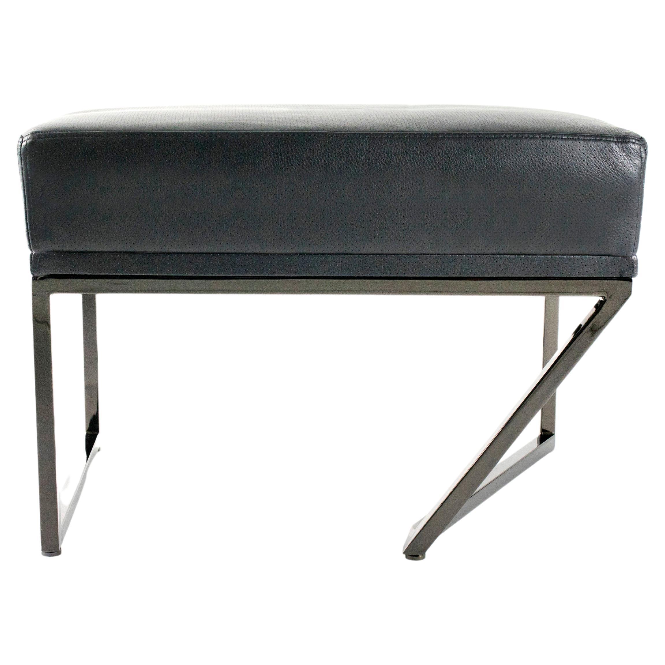 Upholstered Bench Black Nickel Plated For Sale