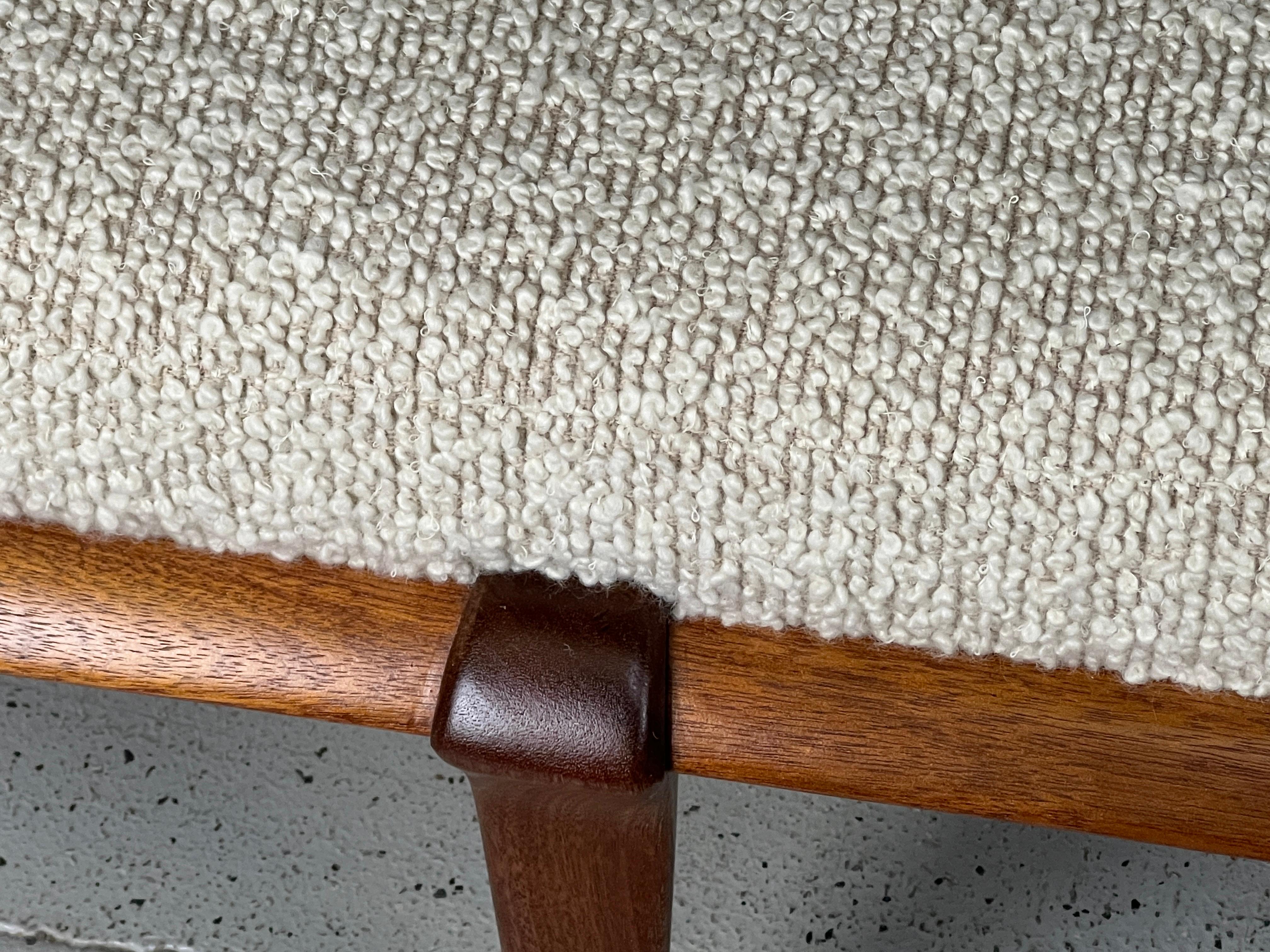 Mahogany Upholstered Bench by John Keal for Brown Saltman