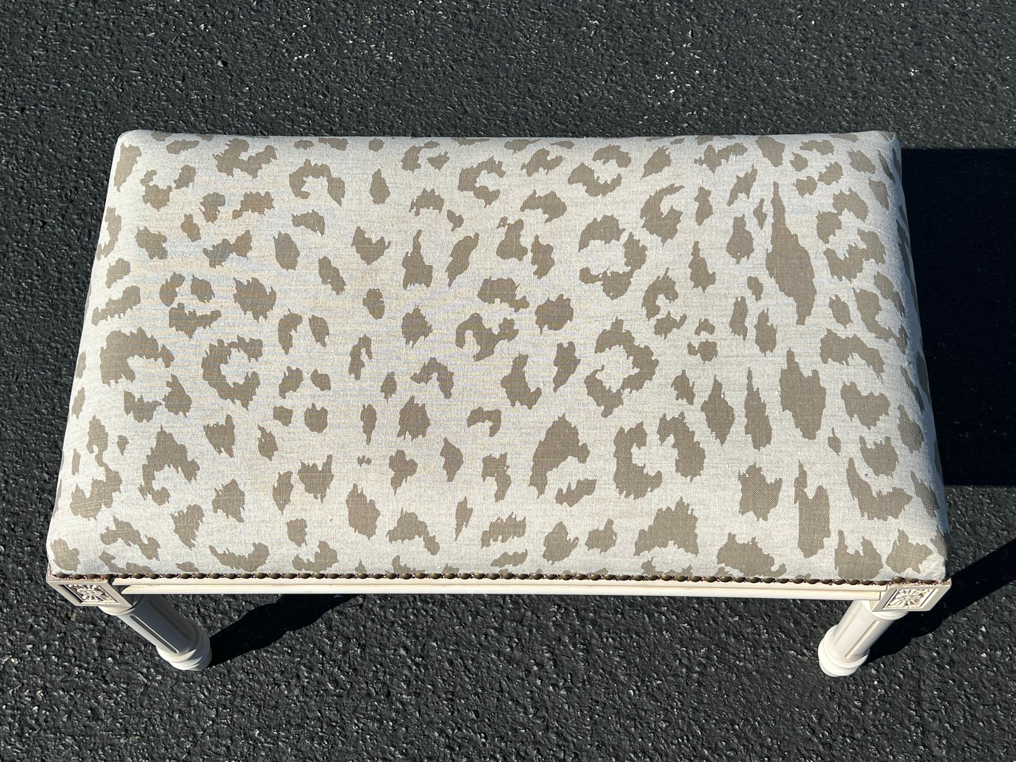 Upholstered Bench with Animal Print For Sale 4