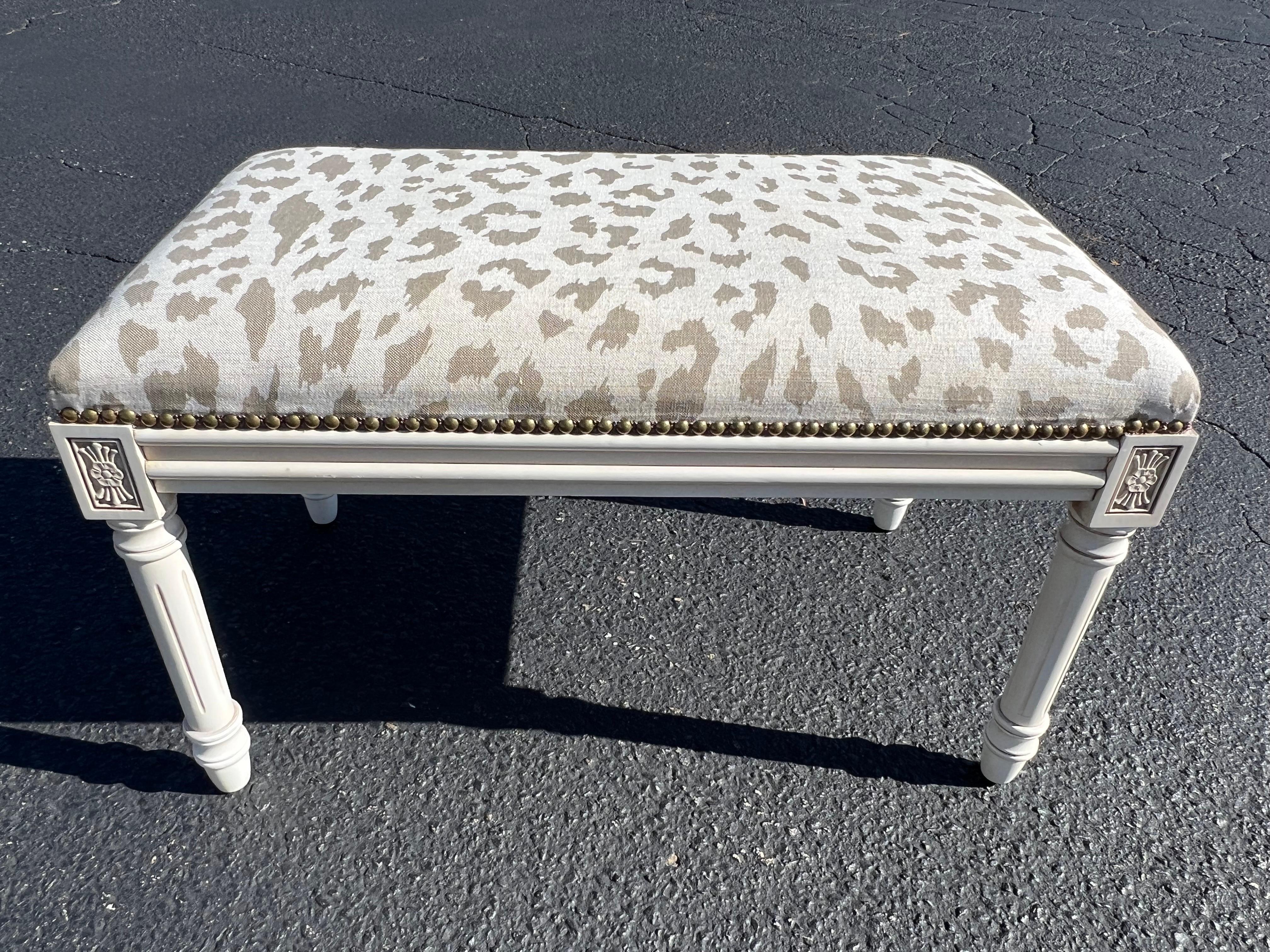 Upholstered Bench with Animal Print For Sale 13