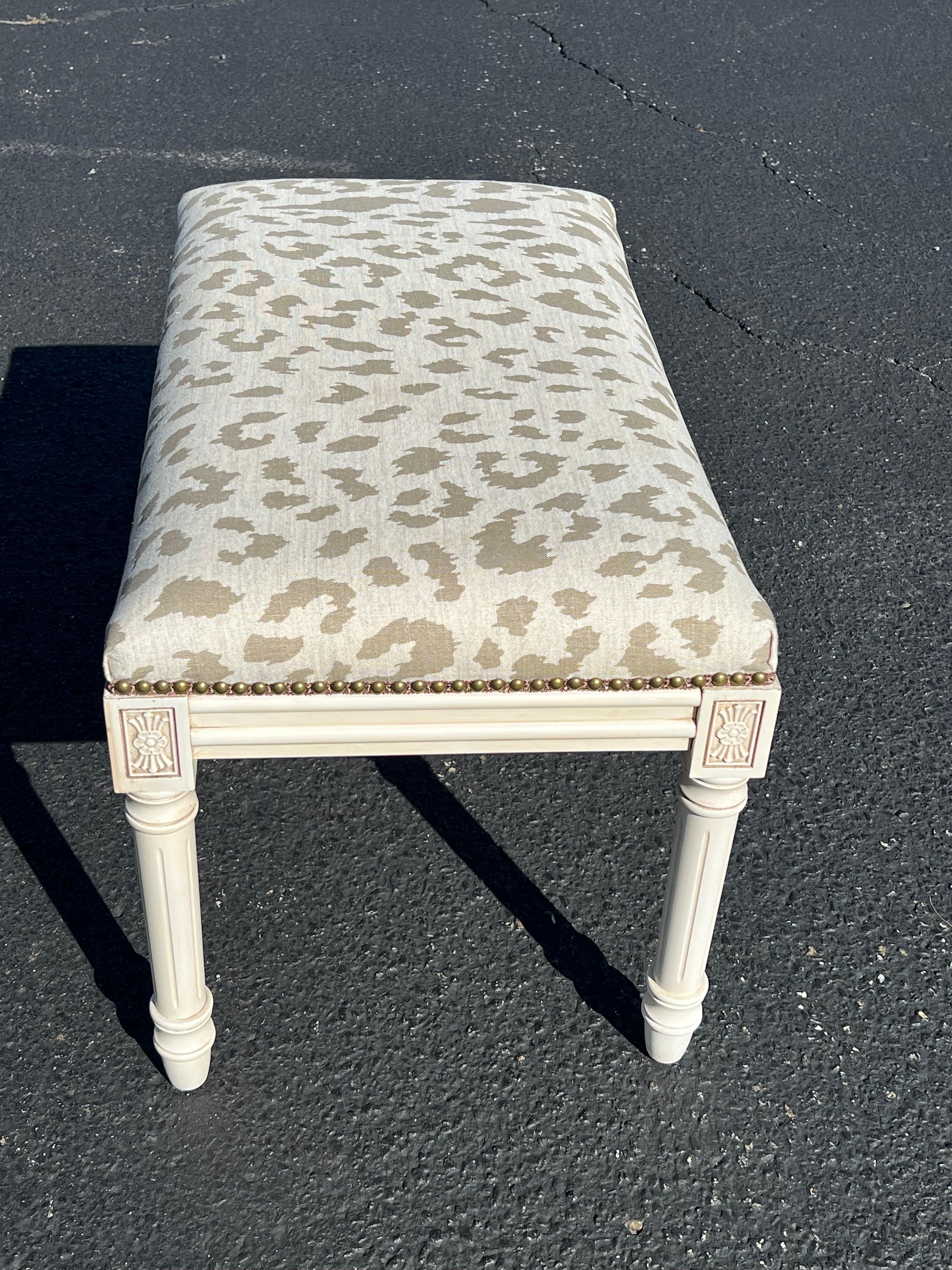 Upholstered Bench with Animal Print For Sale 1