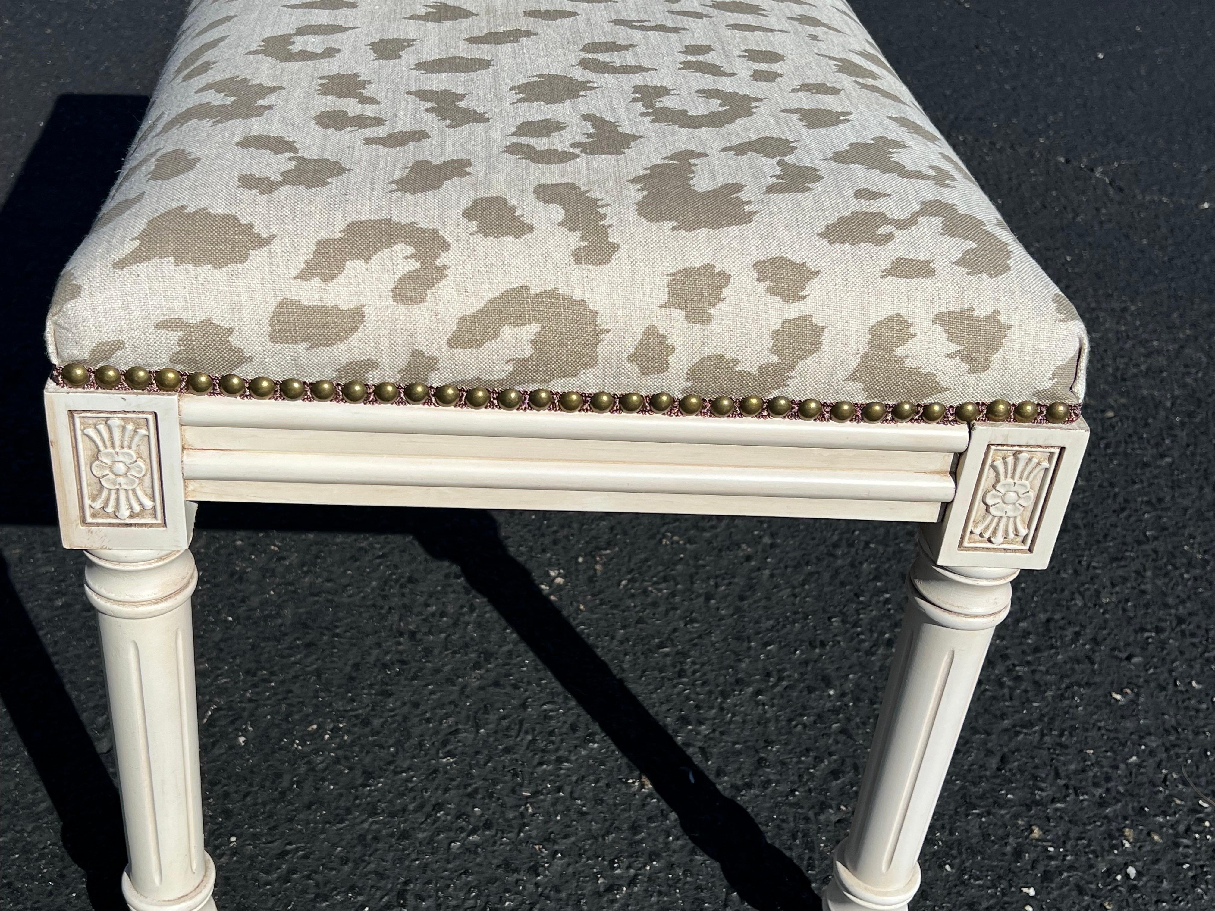 Upholstered Bench with Animal Print For Sale 2