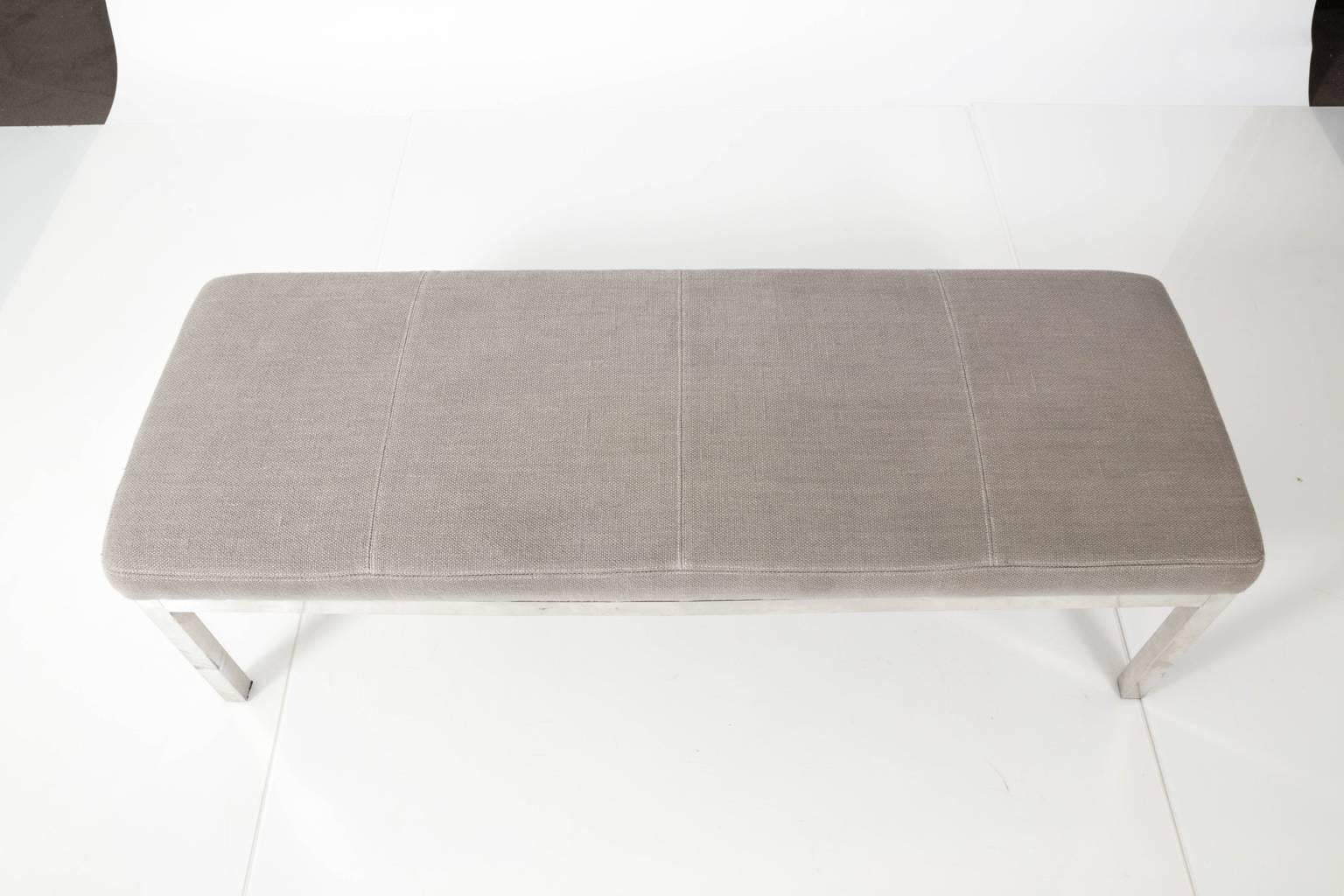 Upholstered Bench with Chrome Base 1