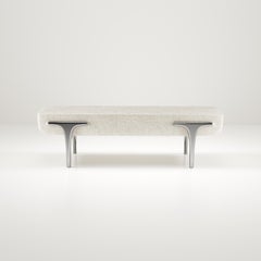 Upholstered Bench with Chrome Finish Details by R&Y Augousti