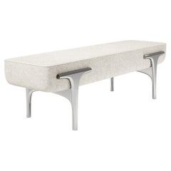 Upholstered Bench with Chrome Finish Details by R&Y Augousti