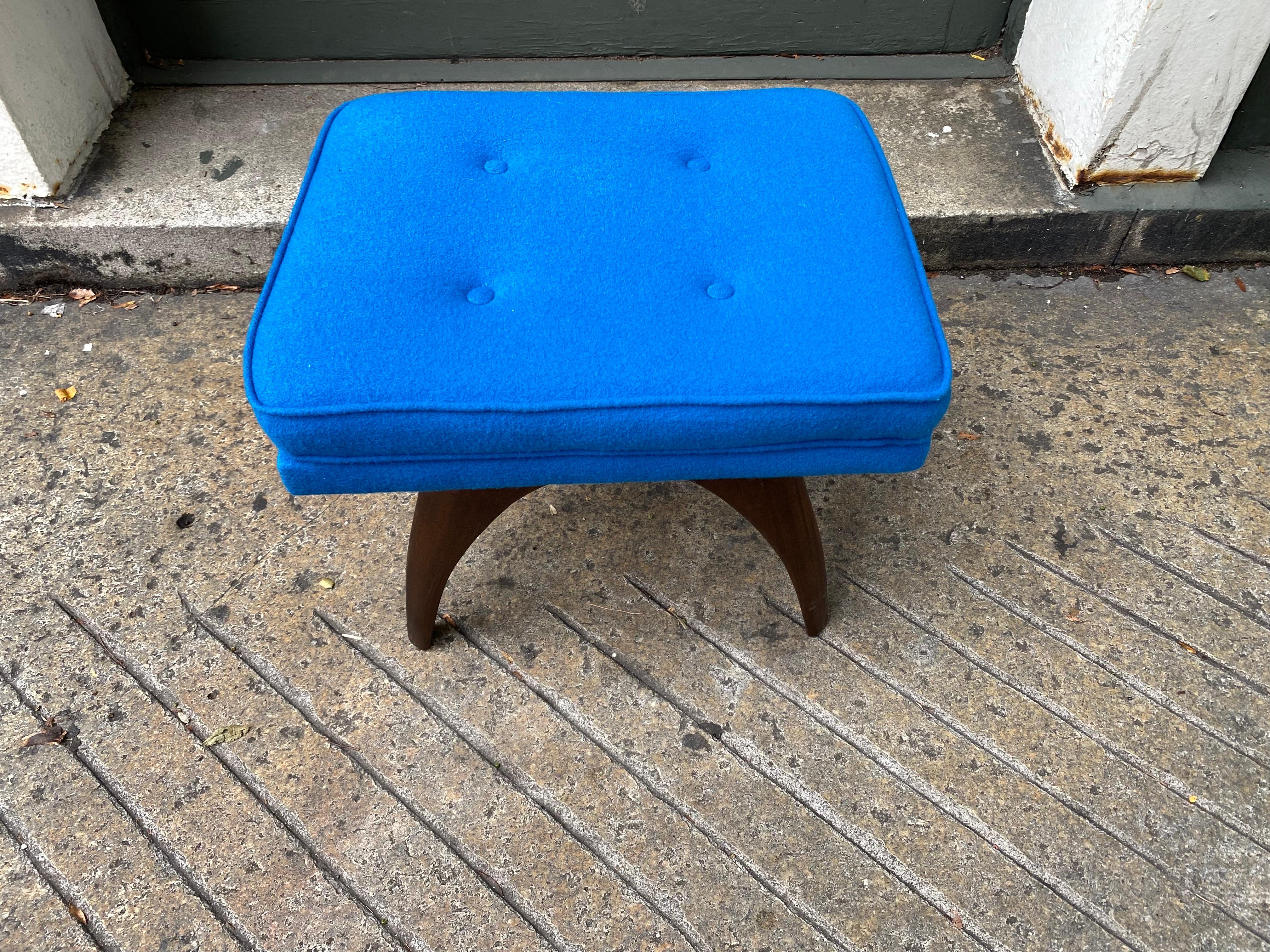 American Upholstered Bench with Spider Legs in the Style of Vladimir Kagan For Sale