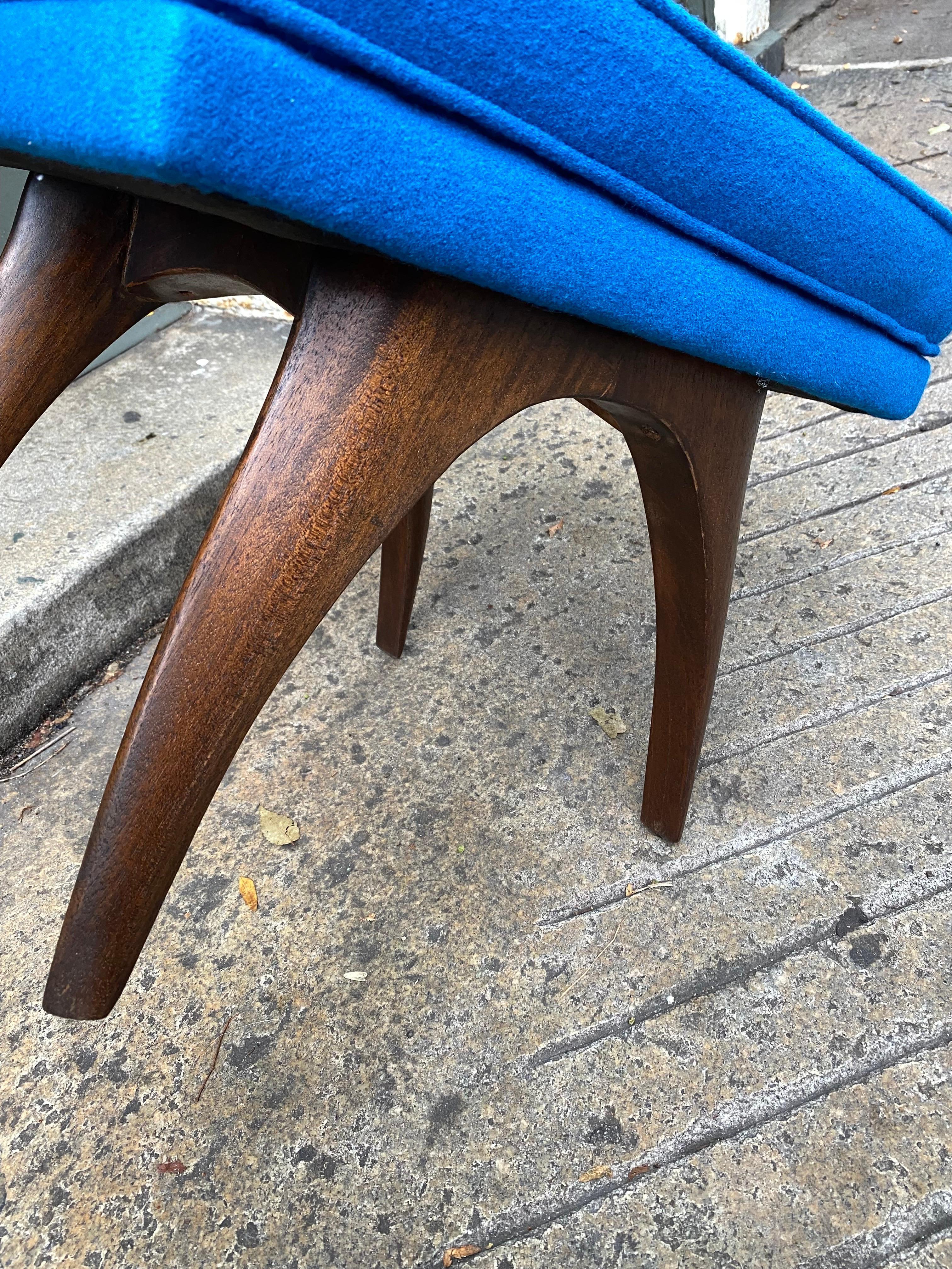 Upholstery Upholstered Bench with Spider Legs in the Style of Vladimir Kagan For Sale