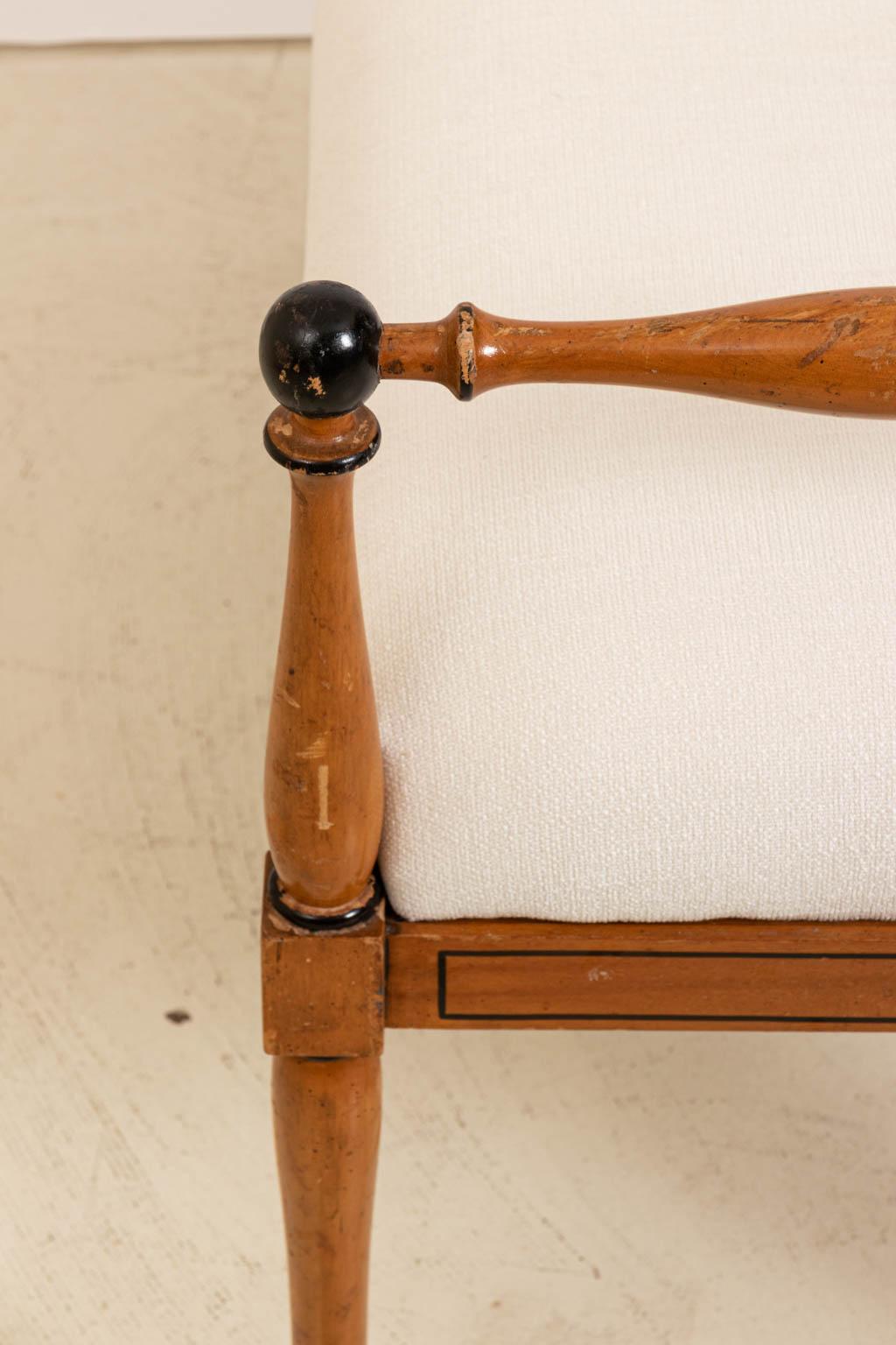 Italian Upholstered Biedermeier Style Bench