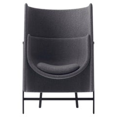 Upholstered Black Fabric and Steel Deep Highback Chair, Kite