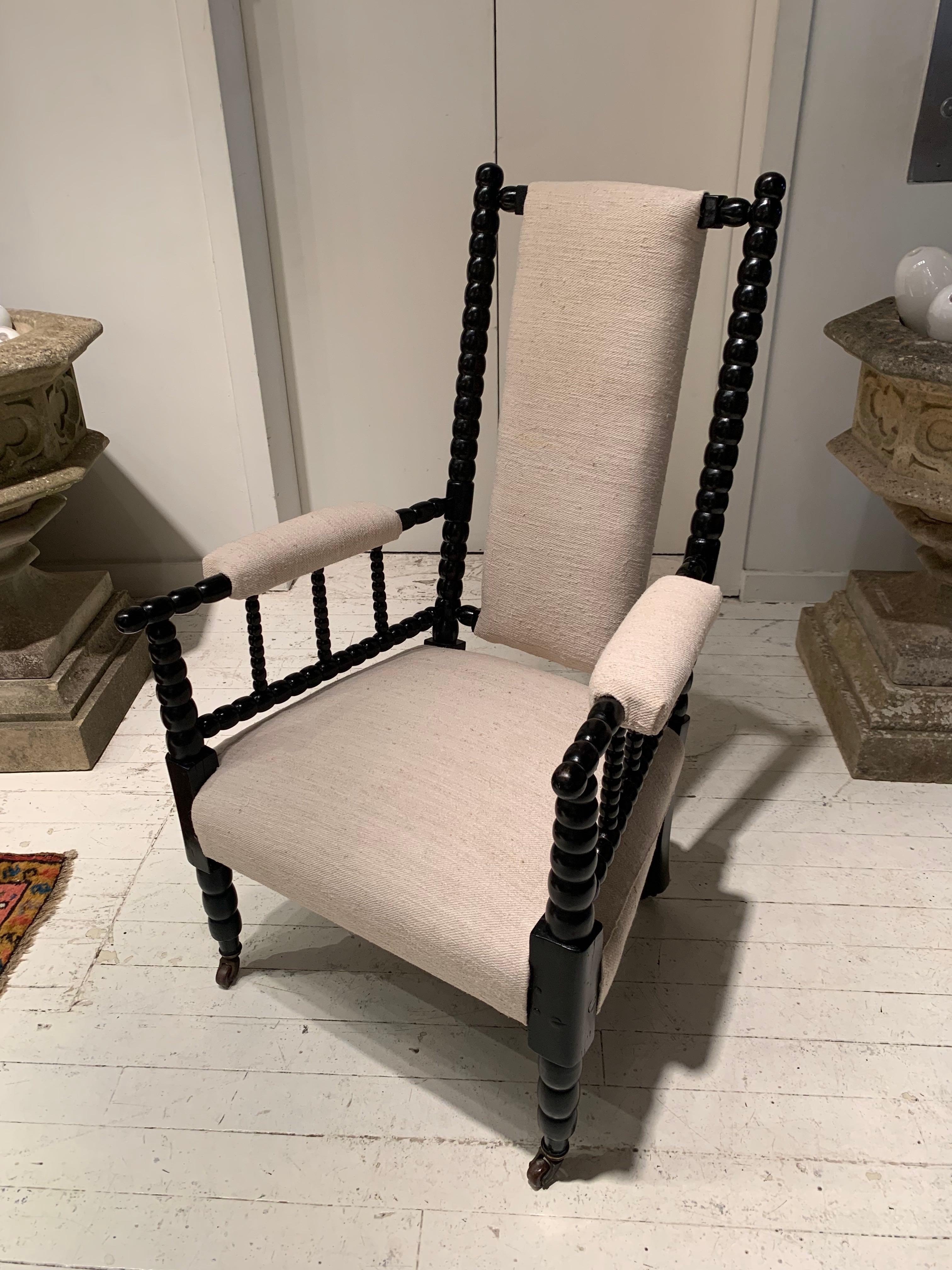 English Upholstered Bobbin Chair, England, 19th Century