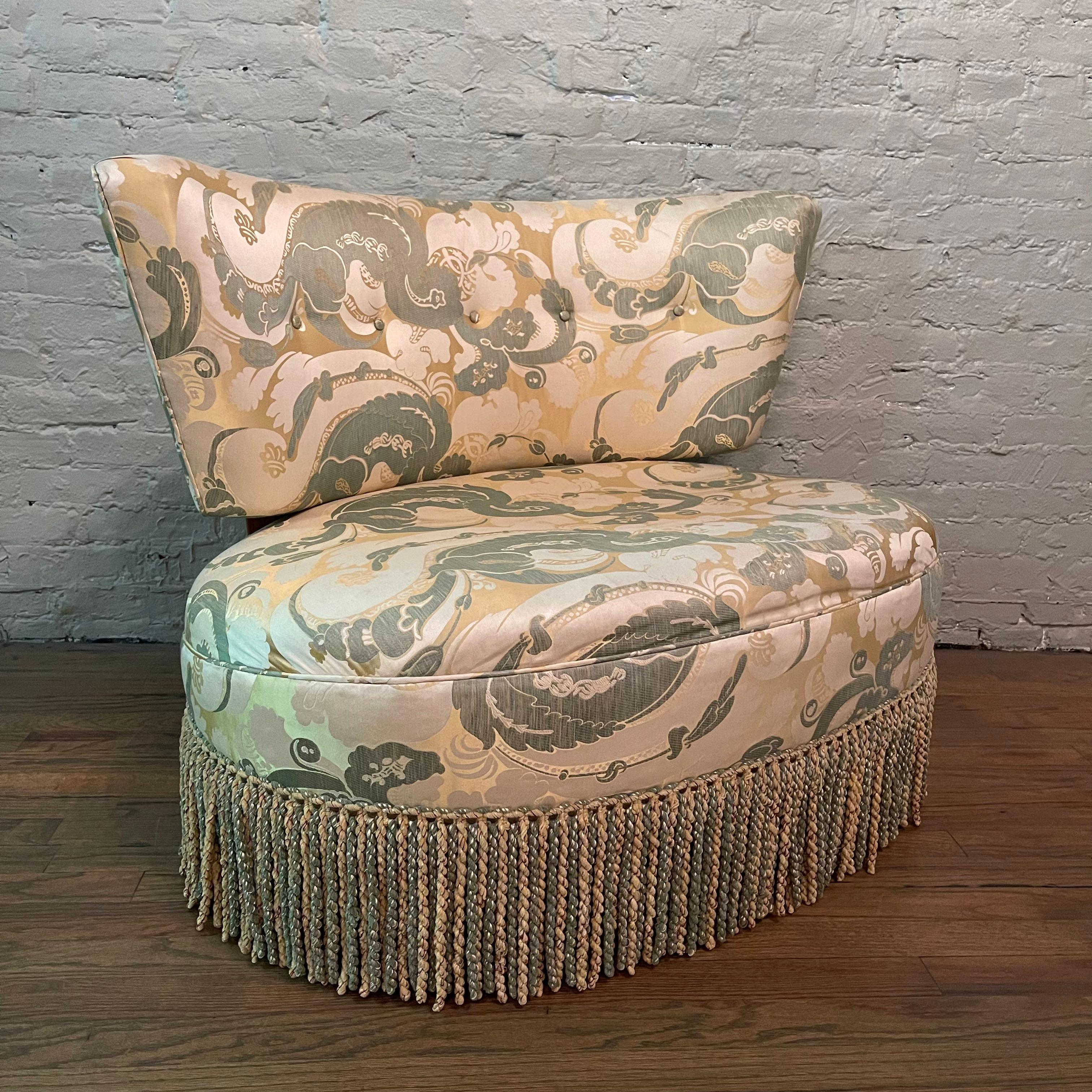 Hollywood Regency Upholstered Boudoir Accent Slipper Chair By Kroehler