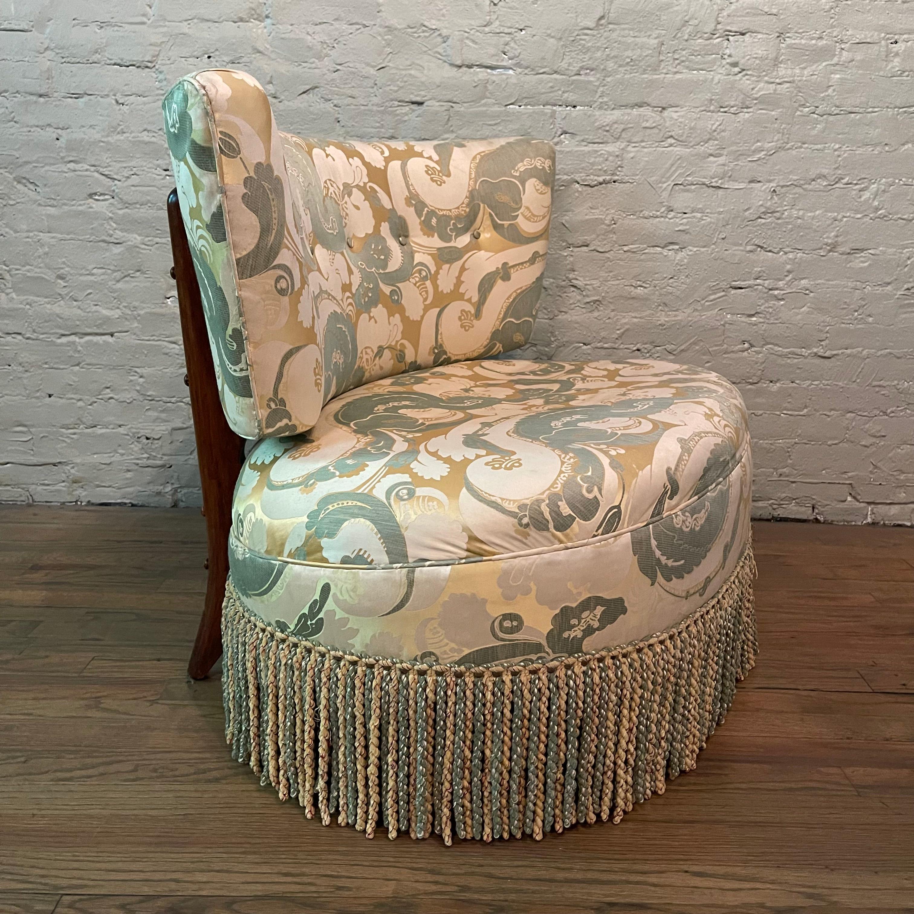 20th Century Upholstered Boudoir Accent Slipper Chair By Kroehler