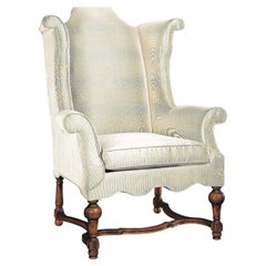 Upholstered Bradford Bergere (XVIIIth C English furniture) wingback & curved arm